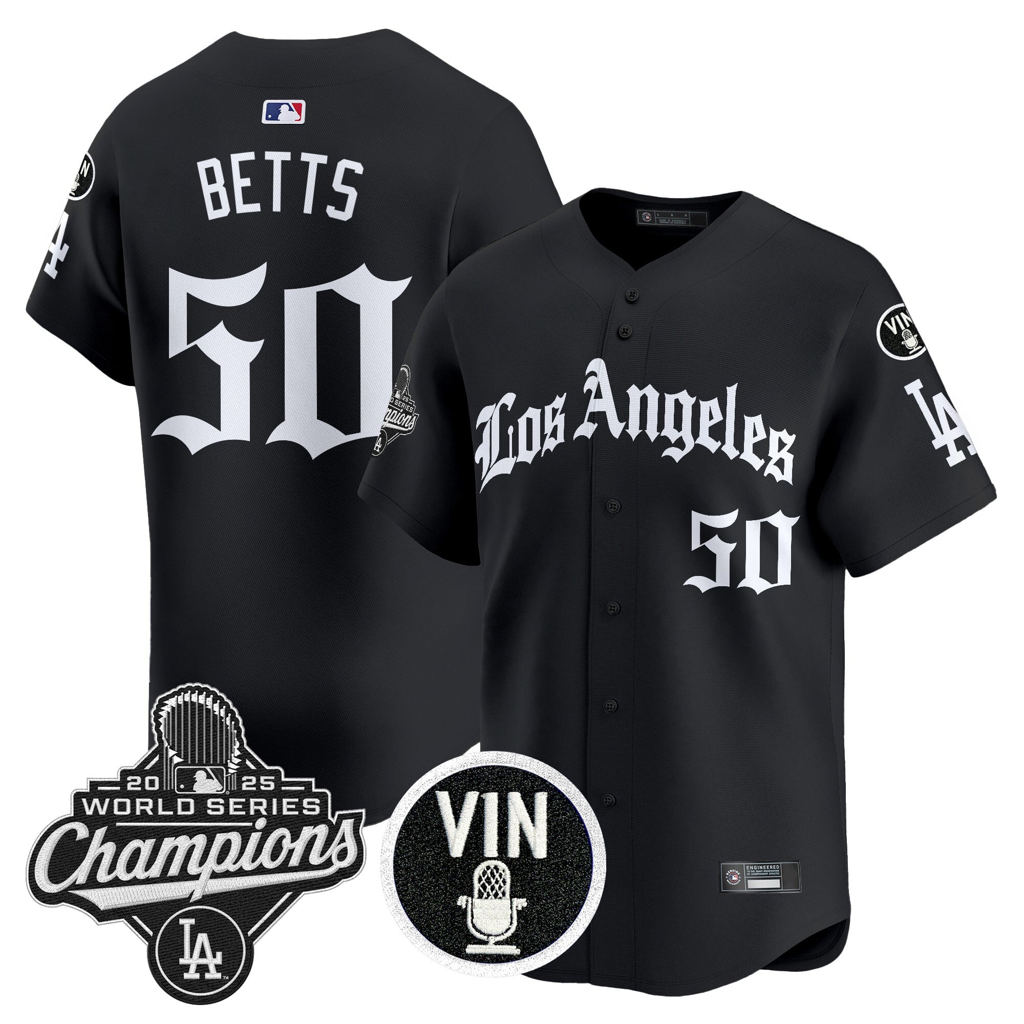 Men's Dodgers 2025 World Series Champions Vapor Premier Limited Jersey - LA Gothic Edition - All Stitched