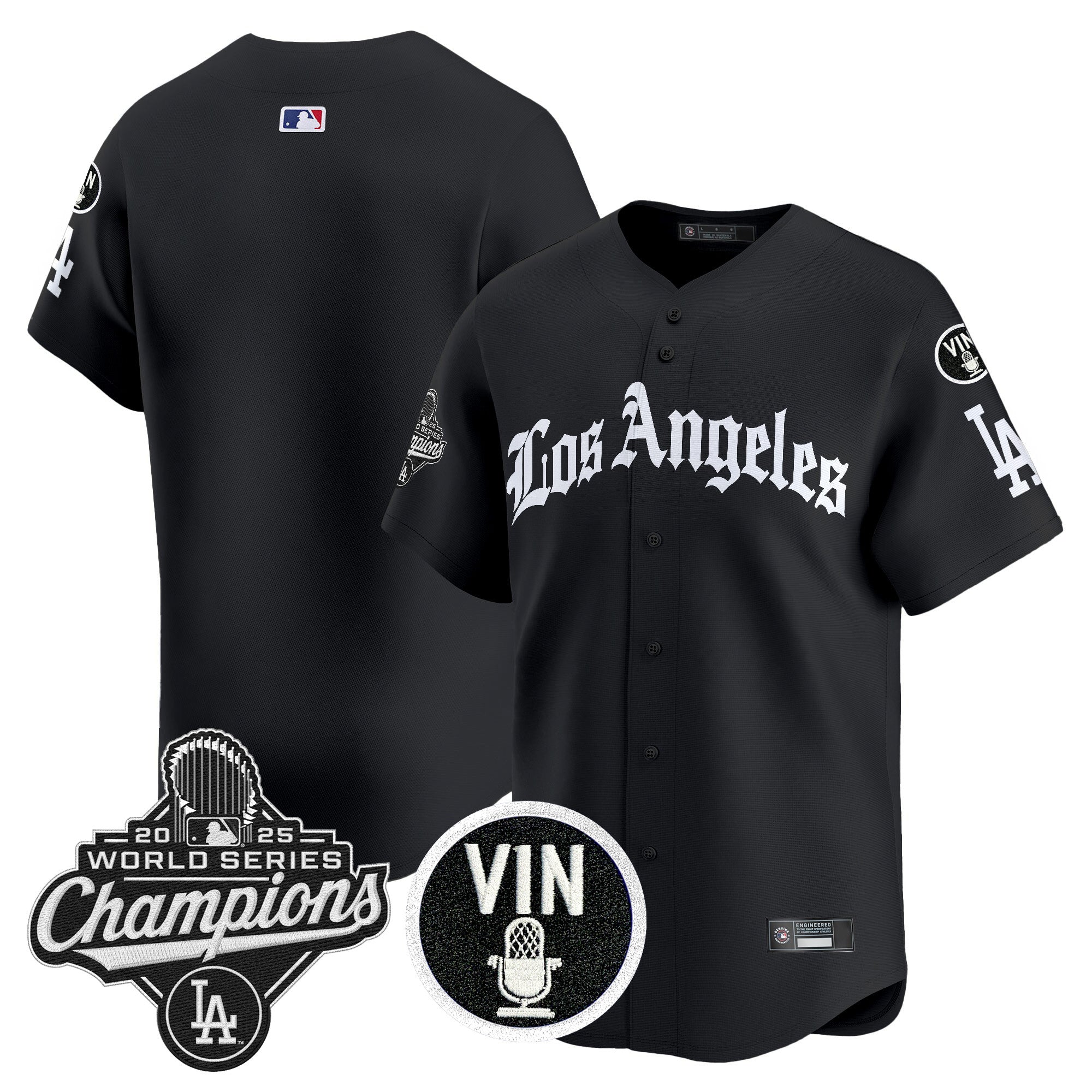 Men's Dodgers 2025 World Series Champions Vapor Premier Limited Jersey - LA Gothic Edition - All Stitched