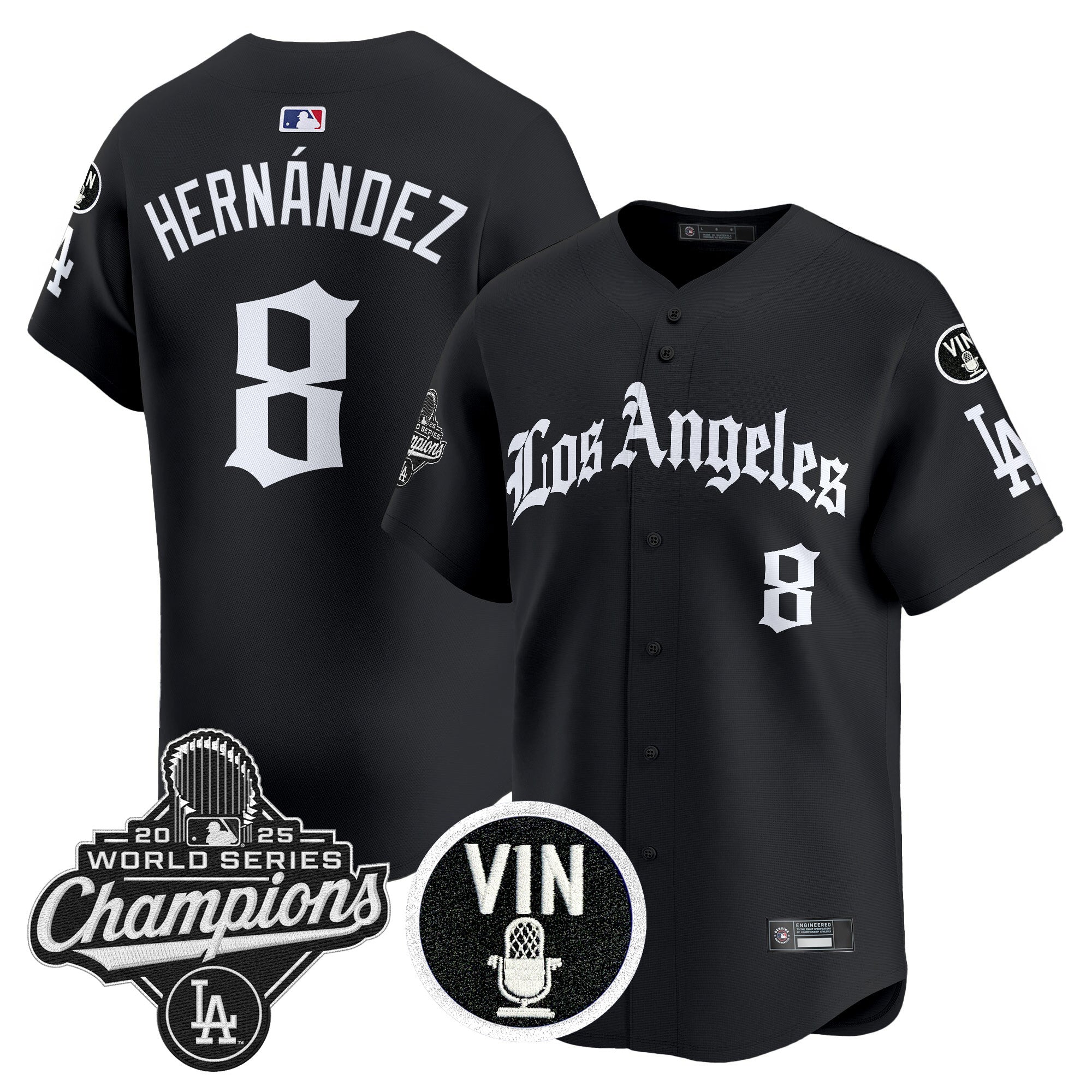 Men's Dodgers 2025 World Series Champions Vapor Premier Limited Jersey - LA Gothic Edition - All Stitched