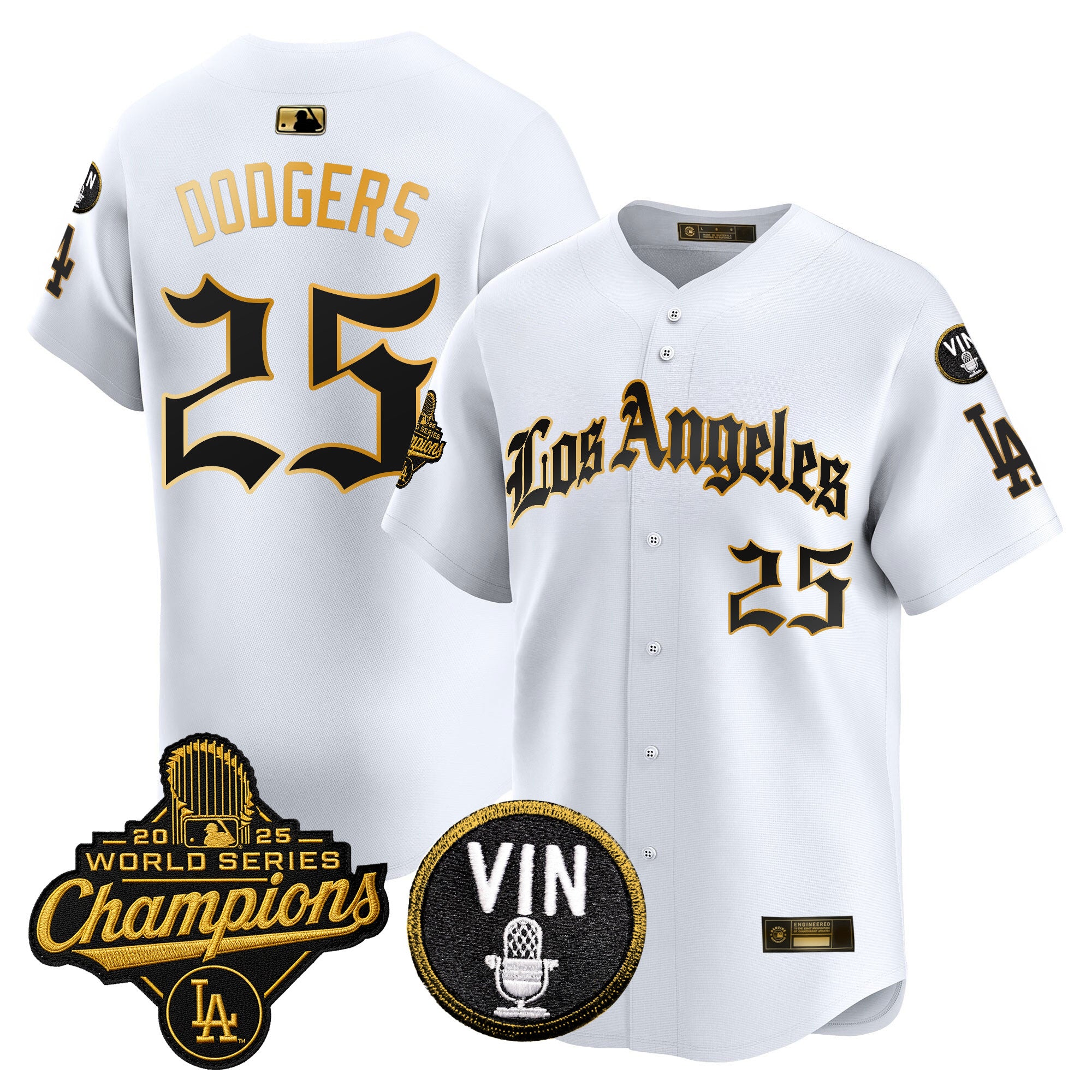 Men's Dodgers 2025 World Series Champions Vapor Premier Limited Jersey - LA Gothic Edition - All Stitched