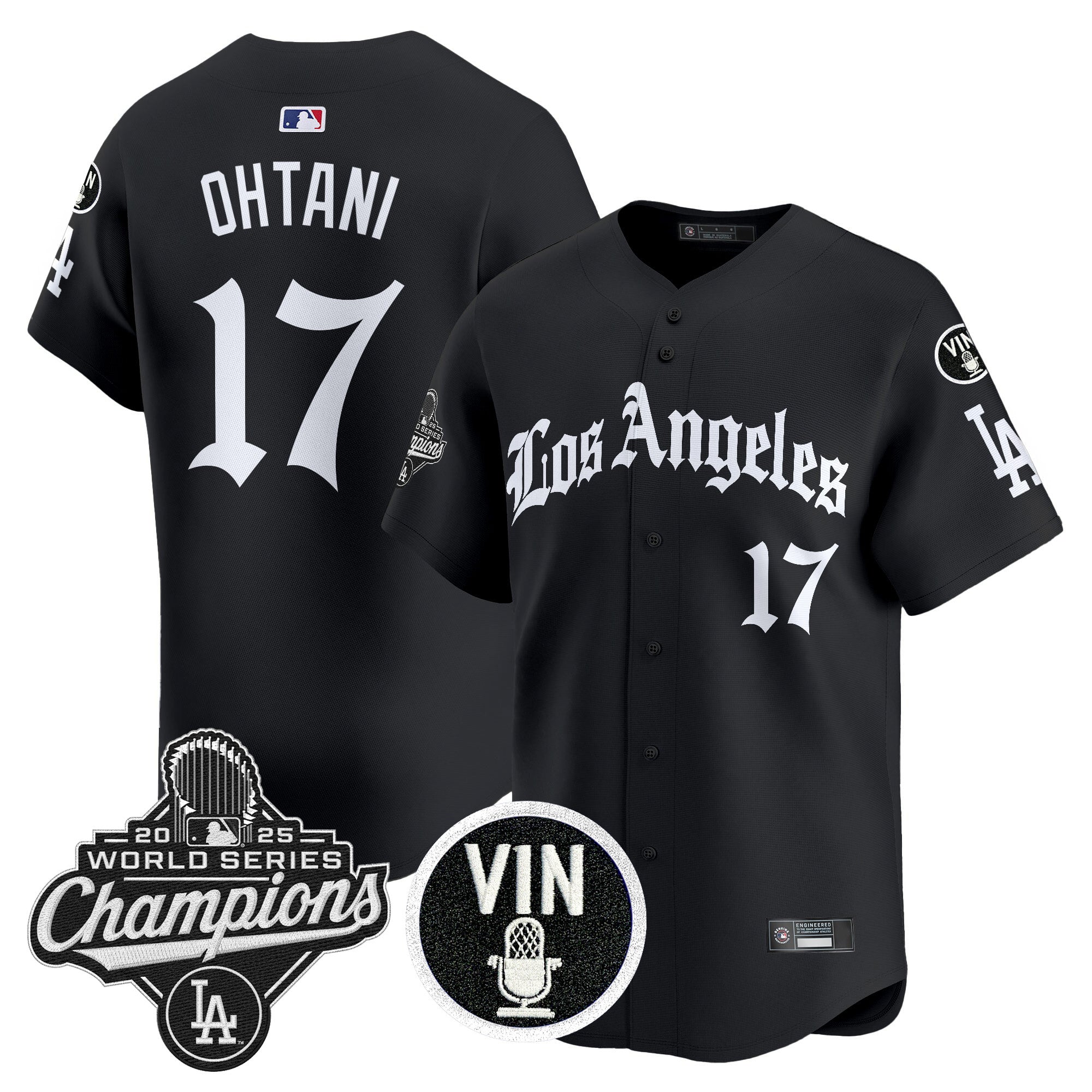 Men's Dodgers 2025 World Series Champions Vapor Premier Limited Jersey - LA Gothic Edition - All Stitched