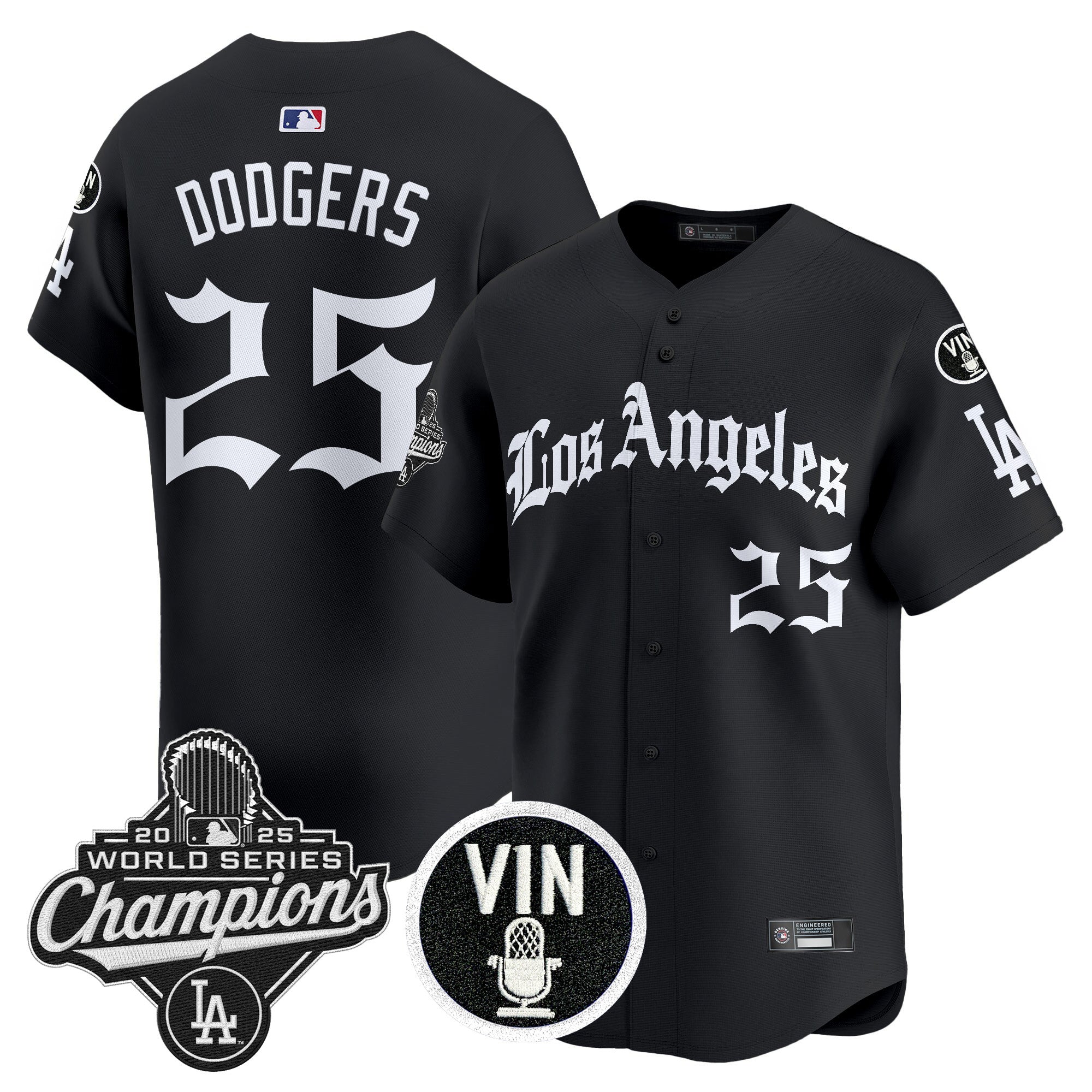 Men's Dodgers 2025 World Series Champions Vapor Premier Limited Jersey - LA Gothic Edition - All Stitched