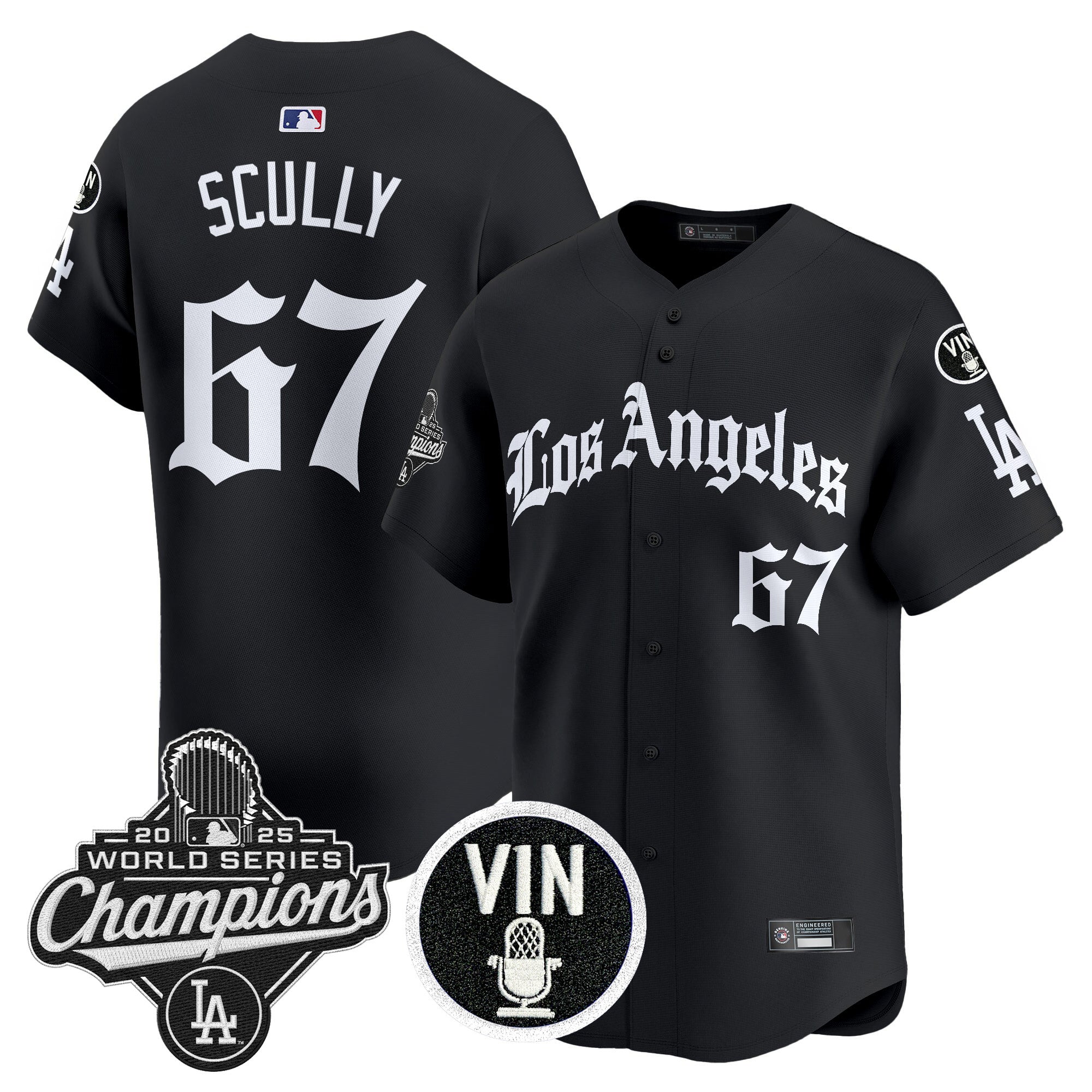 Men's Dodgers 2025 World Series Champions Vapor Premier Limited Jersey - LA Gothic Edition - All Stitched