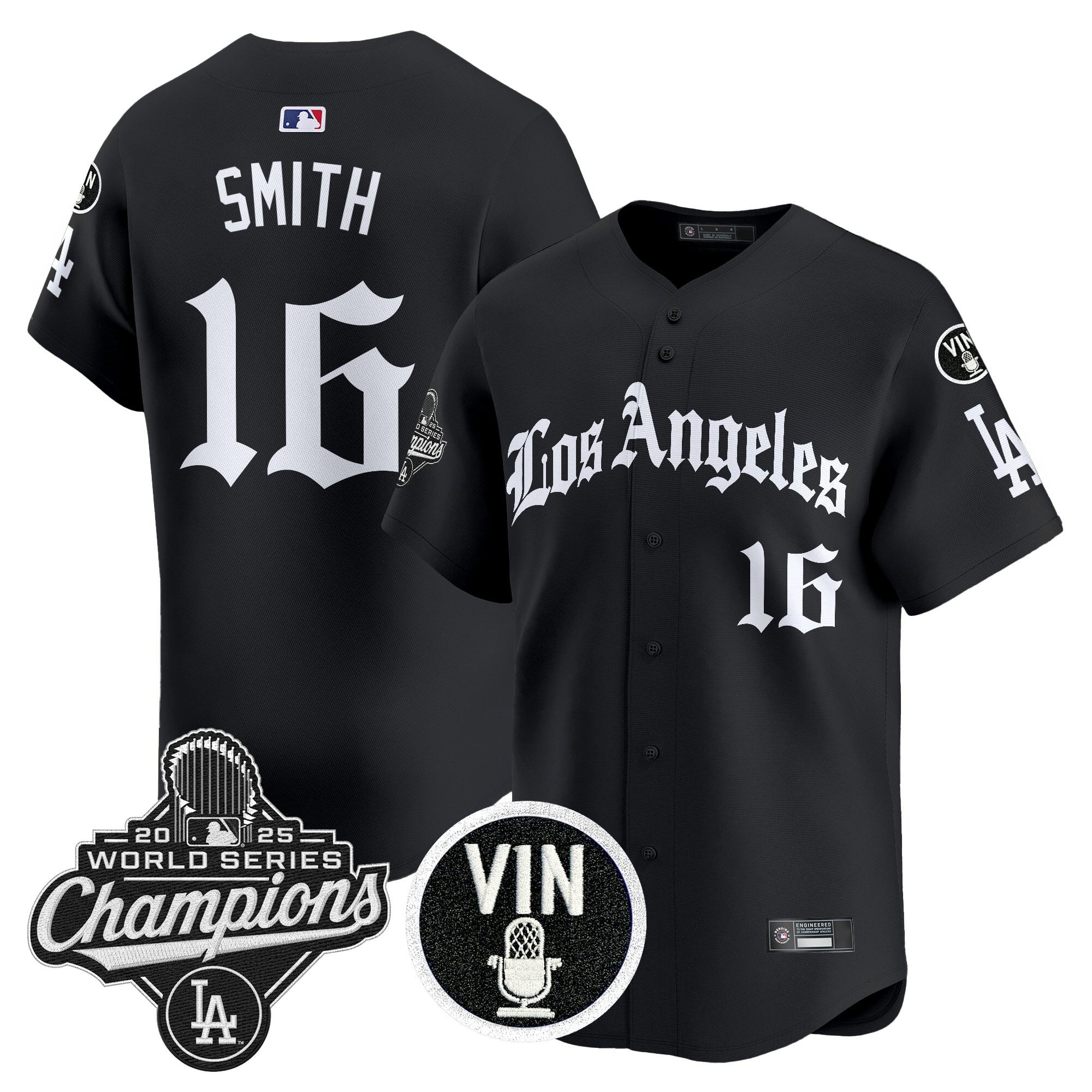 Men's Dodgers 2025 World Series Champions Vapor Premier Limited Jersey - LA Gothic Edition - All Stitched