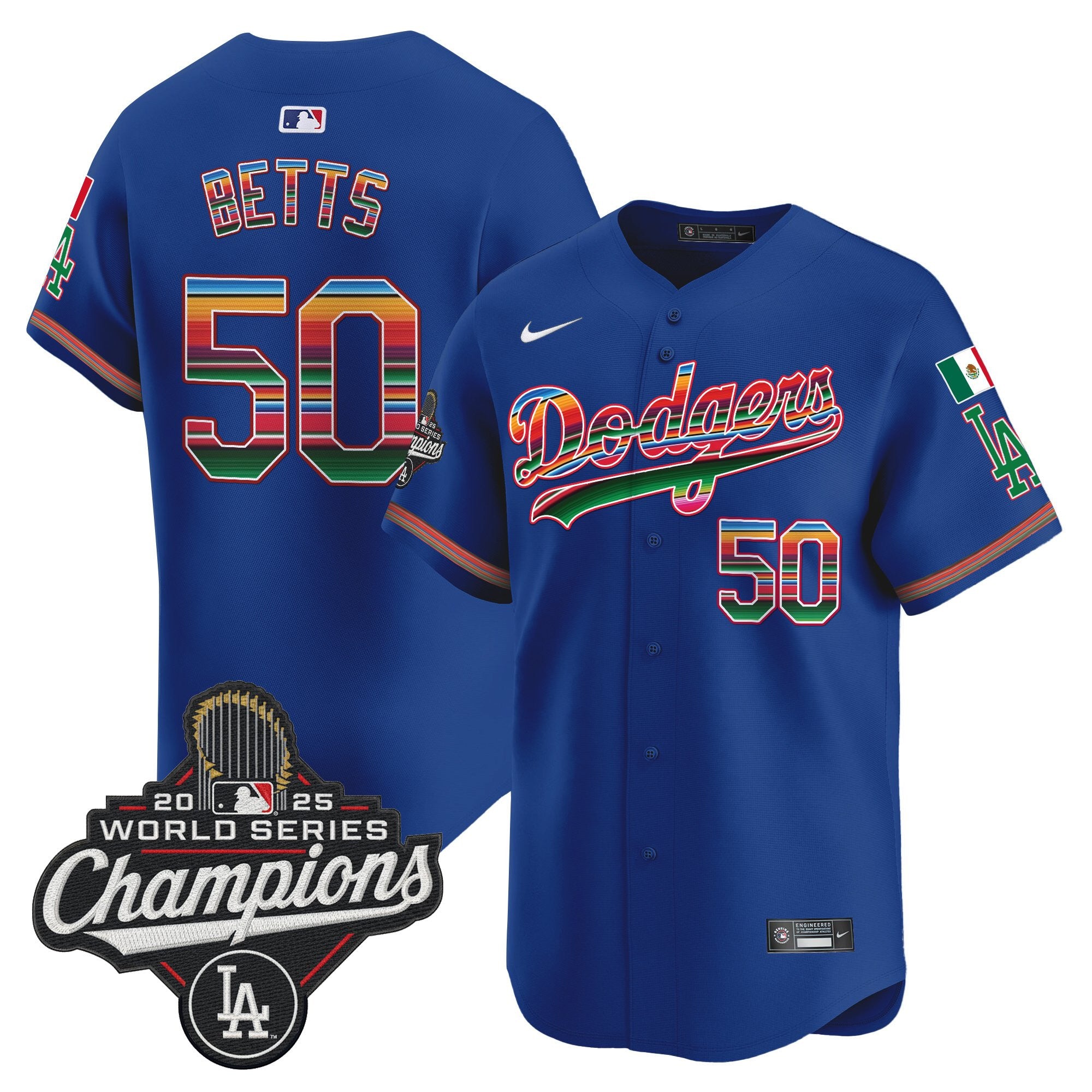 Men's Dodgers Mexico 2025 World Series Champions Vapor Premier Limited Jersey - All Stitched