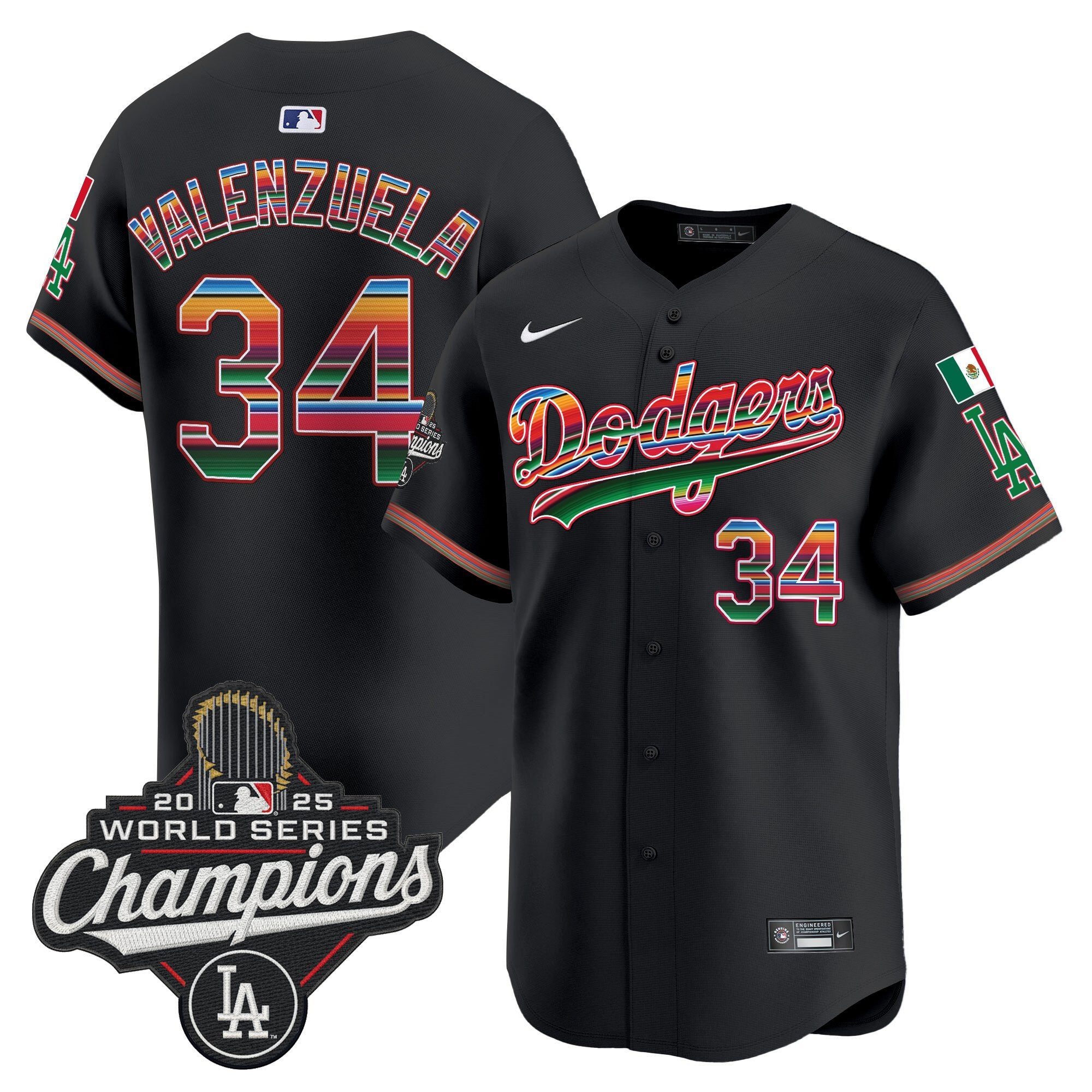 Men's Dodgers Mexico 2025 World Series Champions Vapor Premier Limited Jersey - All Stitched