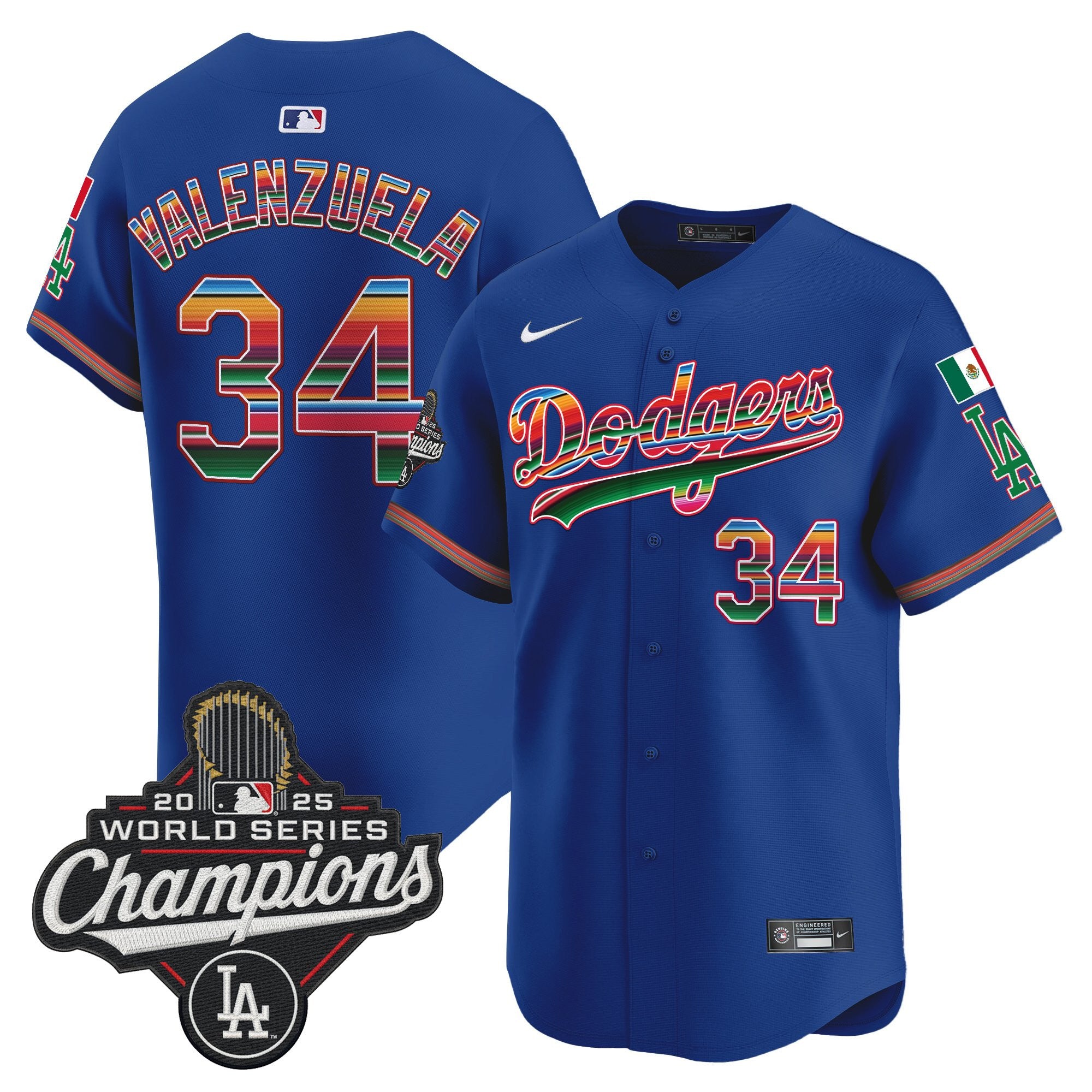 Men's Dodgers Mexico 2025 World Series Champions Vapor Premier Limited Jersey - All Stitched