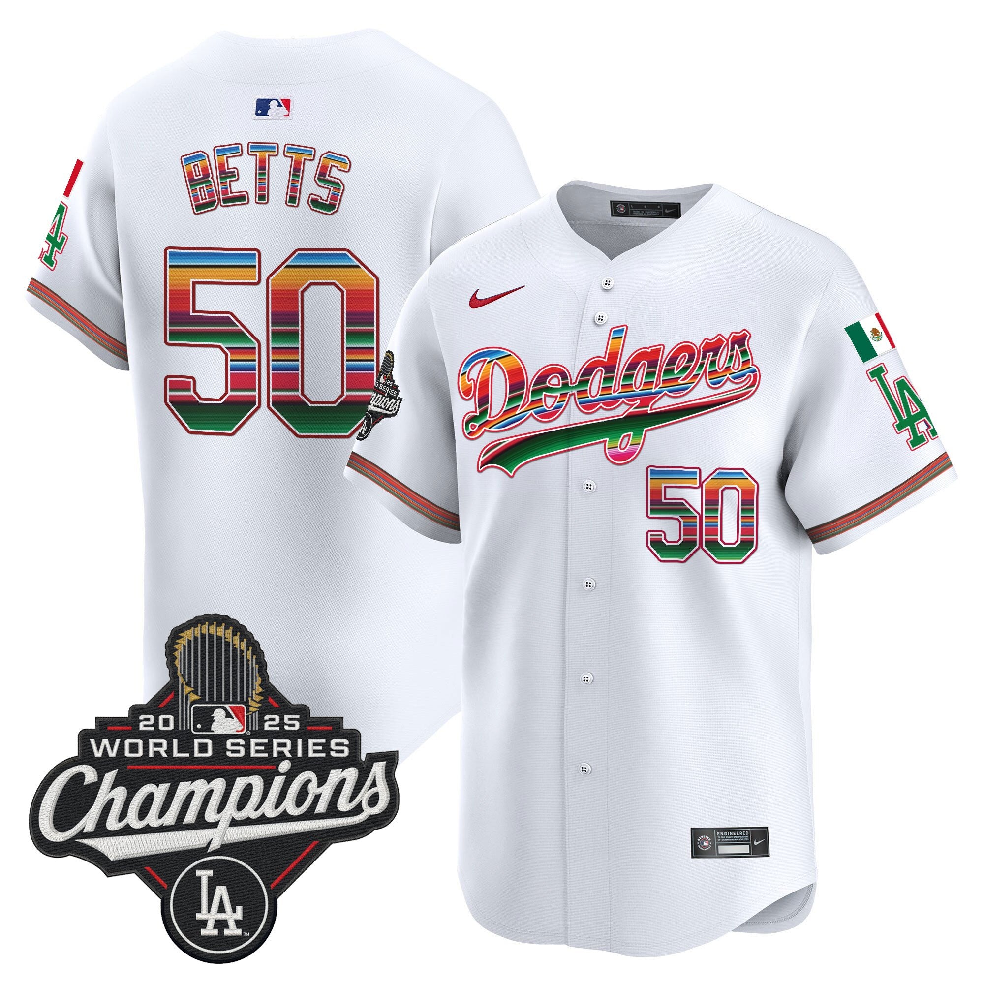 Men's Dodgers Mexico 2025 World Series Champions Vapor Premier Limited Jersey - All Stitched
