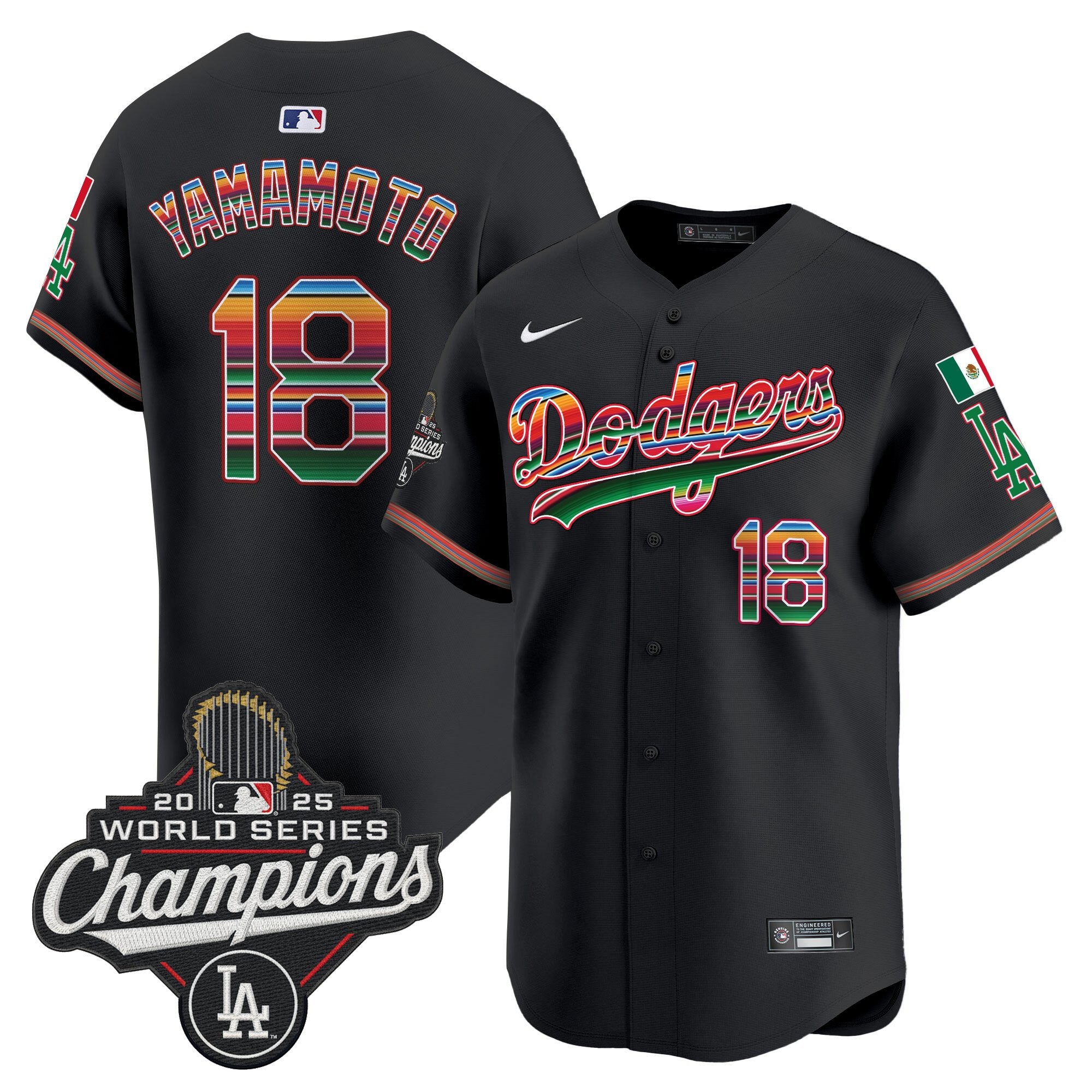 Men's Dodgers Mexico 2025 World Series Champions Vapor Premier Limited Jersey - All Stitched