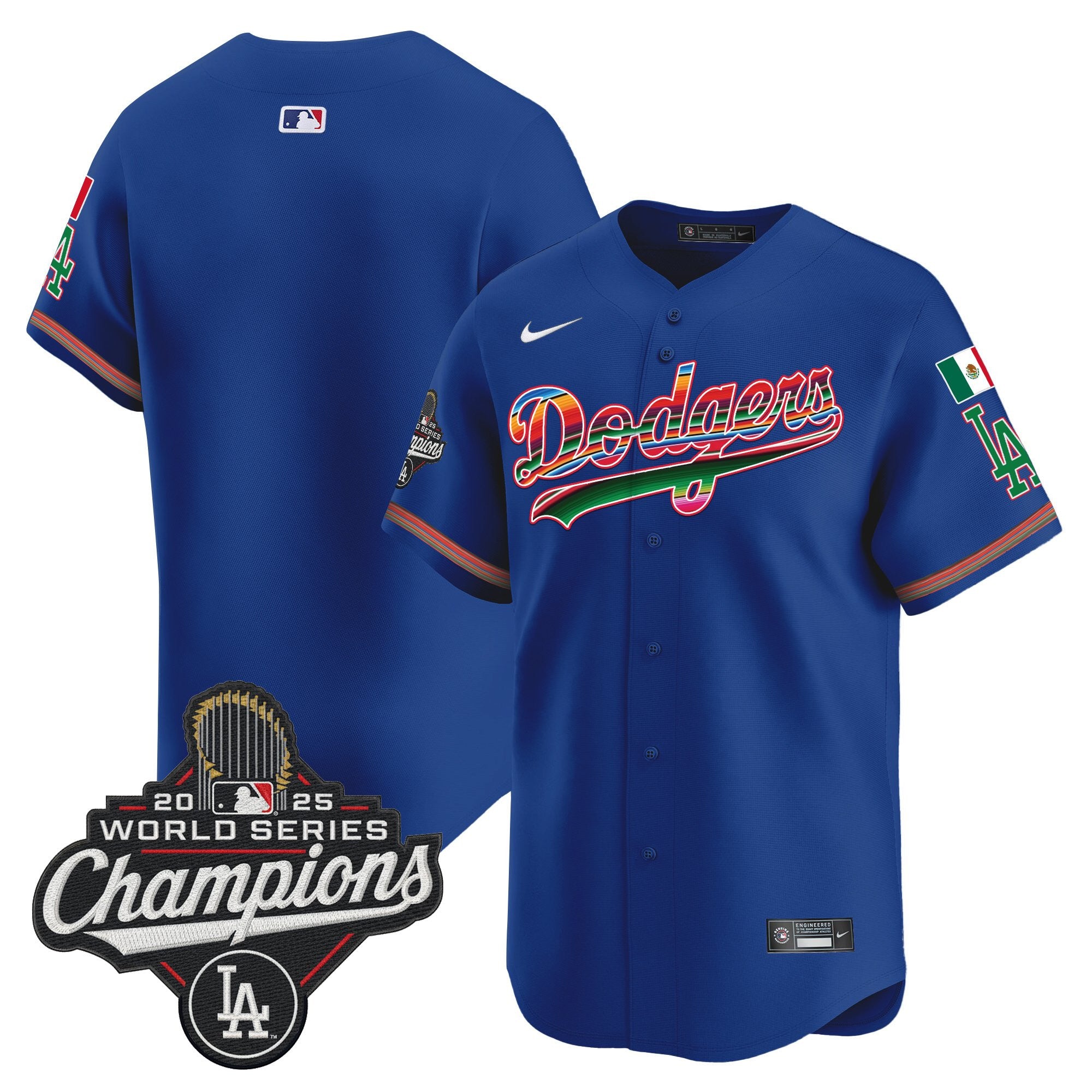Men's Dodgers Mexico 2025 World Series Champions Vapor Premier Limited Jersey - All Stitched