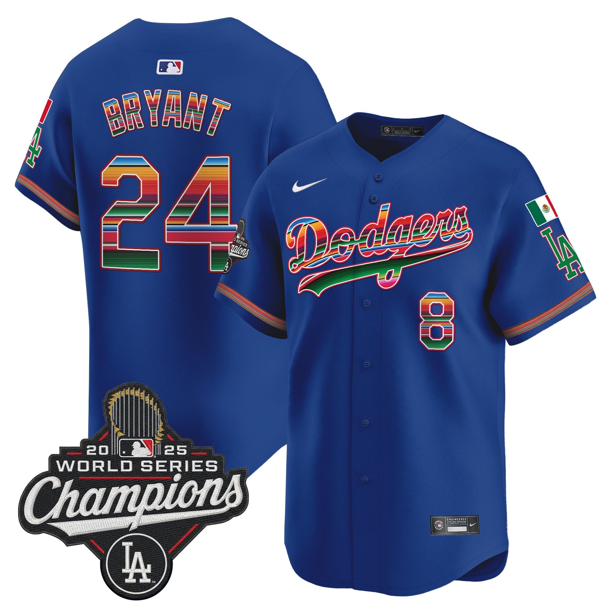 Men's Dodgers Mexico 2025 World Series Champions Vapor Premier Limited Jersey - All Stitched