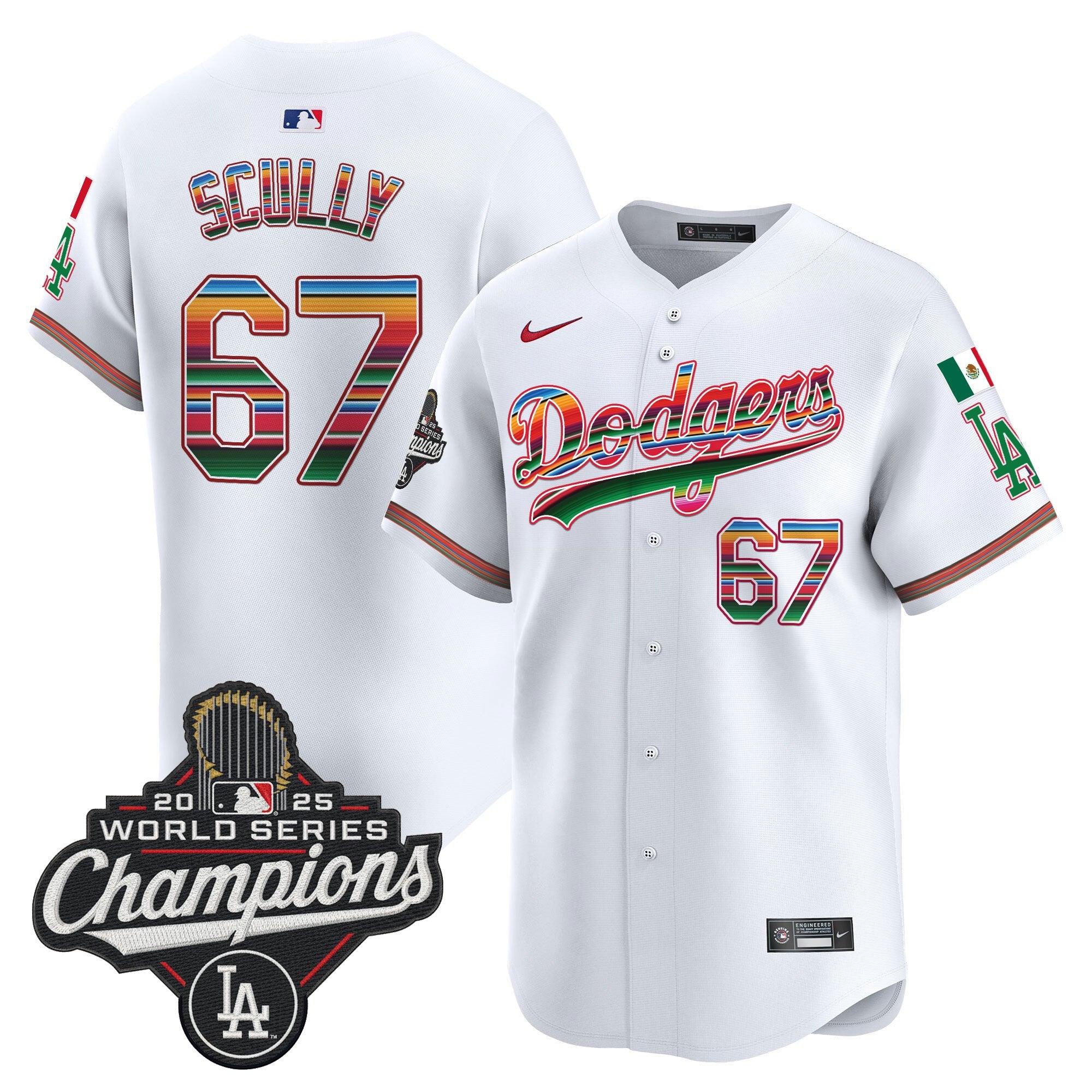 Men's Dodgers Mexico 2025 World Series Champions Vapor Premier Limited Jersey - All Stitched