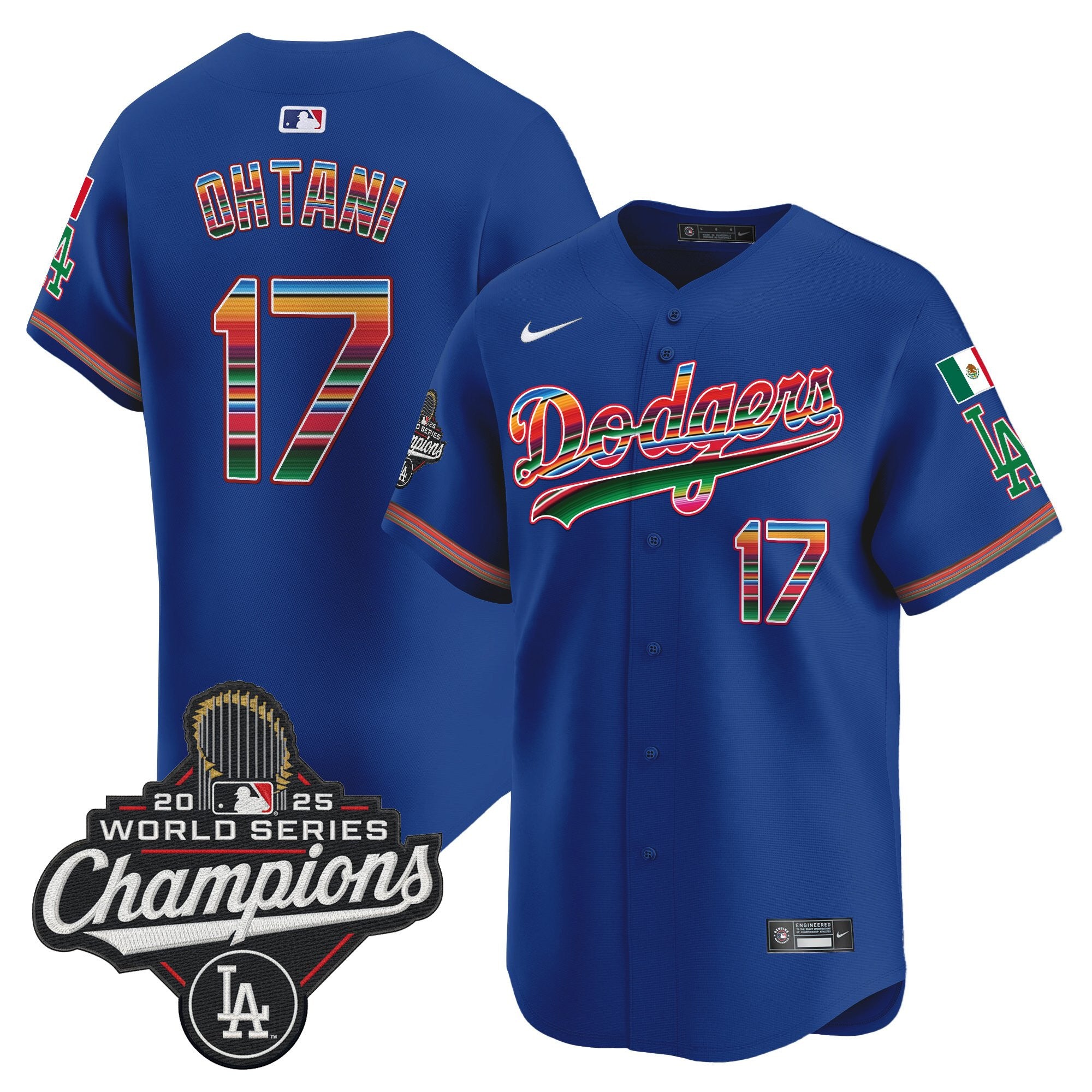 Men's Dodgers Mexico 2025 World Series Champions Vapor Premier Limited Jersey - All Stitched