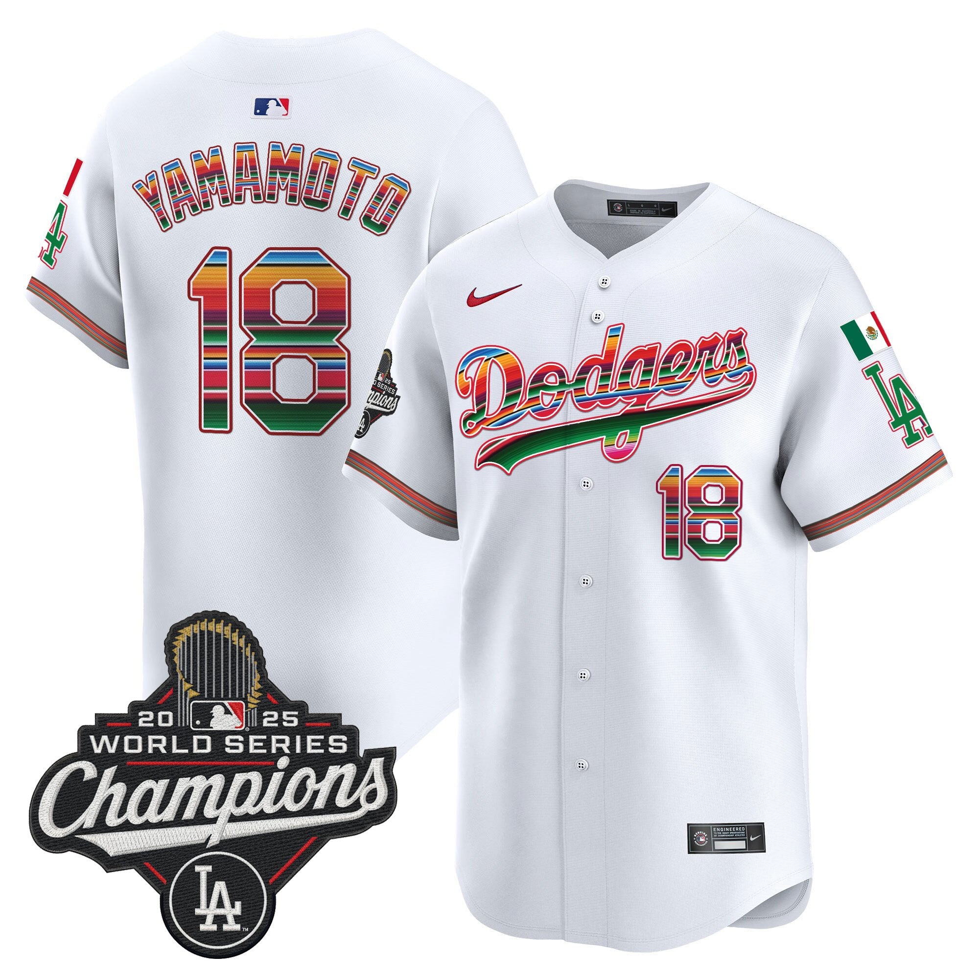 Men's Dodgers Mexico 2025 World Series Champions Vapor Premier Limited Jersey - All Stitched