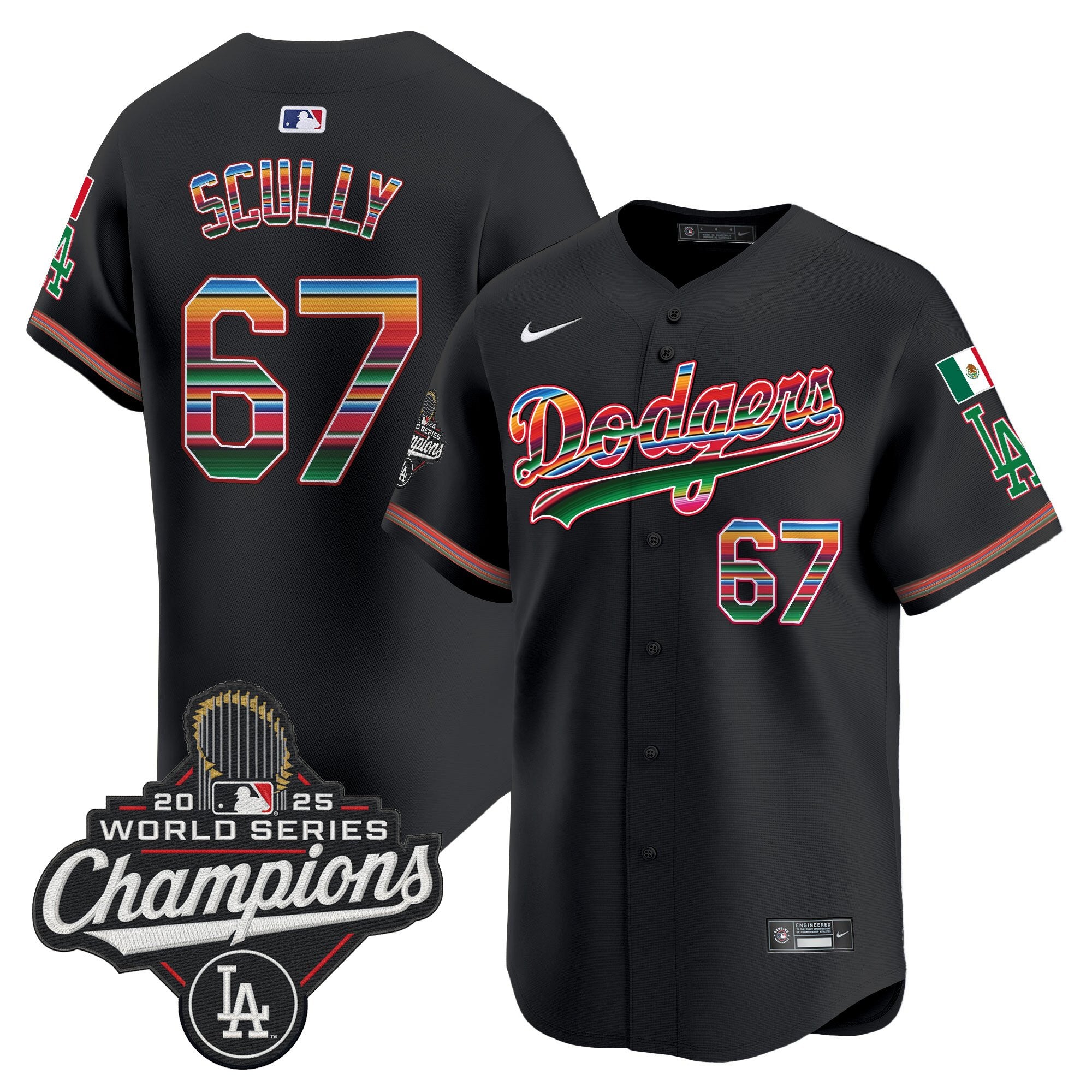 Men's Dodgers Mexico 2025 World Series Champions Vapor Premier Limited Jersey - All Stitched