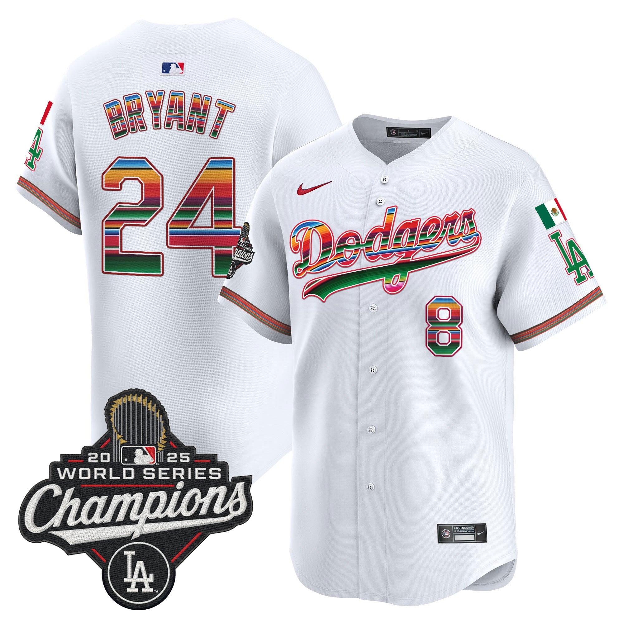 Men's Dodgers Mexico 2025 World Series Champions Vapor Premier Limited Jersey - All Stitched
