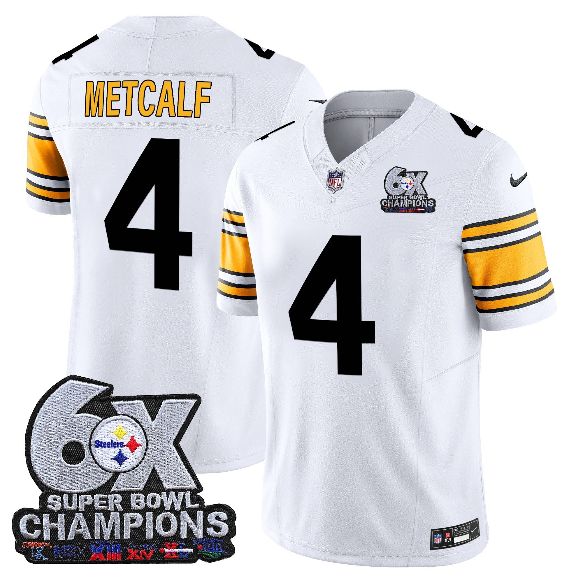 Men's Pittsburgh Steelers 6-Time Champions Patch Vapor Limited Jersey - All Stitched