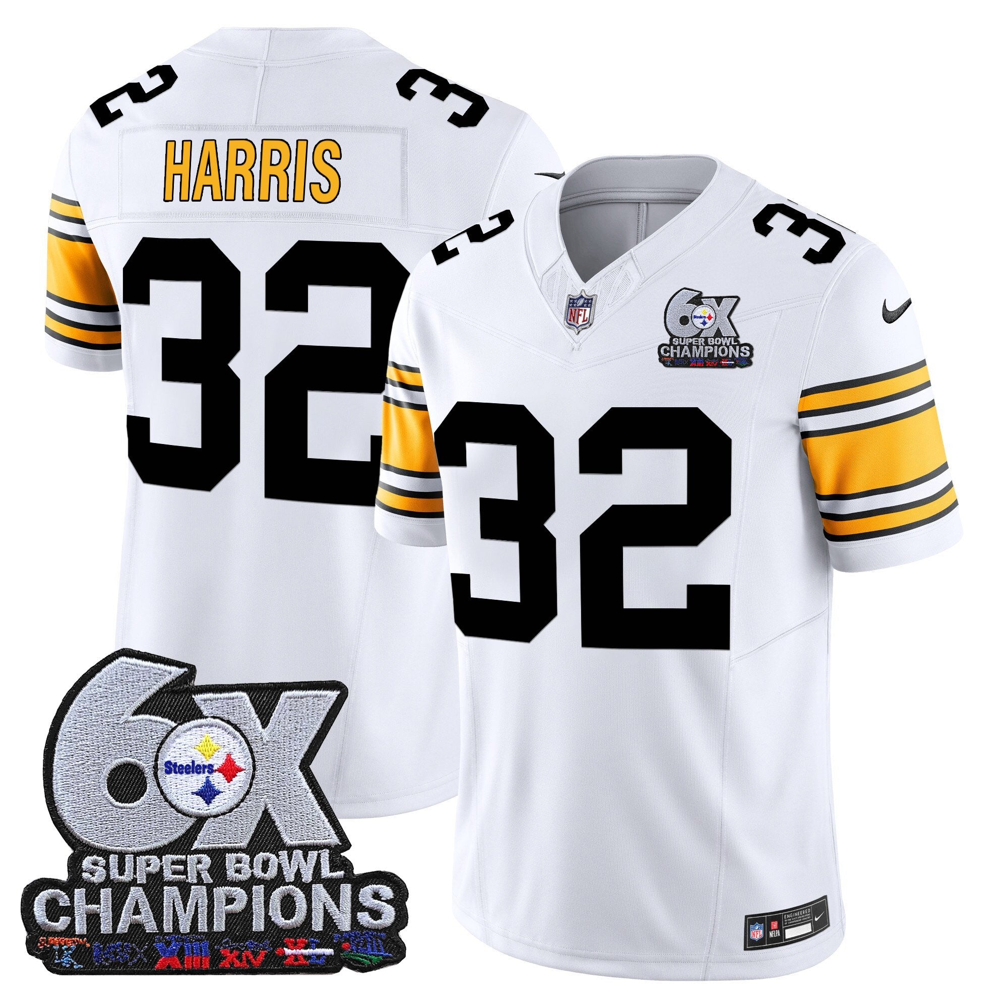 Men's Pittsburgh Steelers 6-Time Champions Patch Vapor Limited Jersey - All Stitched