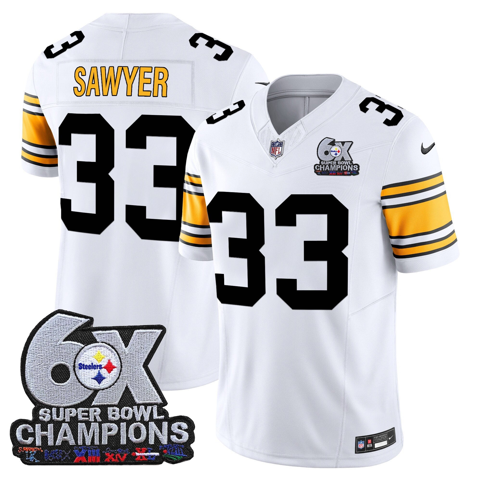 Men's Pittsburgh Steelers 6-Time Champions Patch Vapor Limited Jersey - All Stitched
