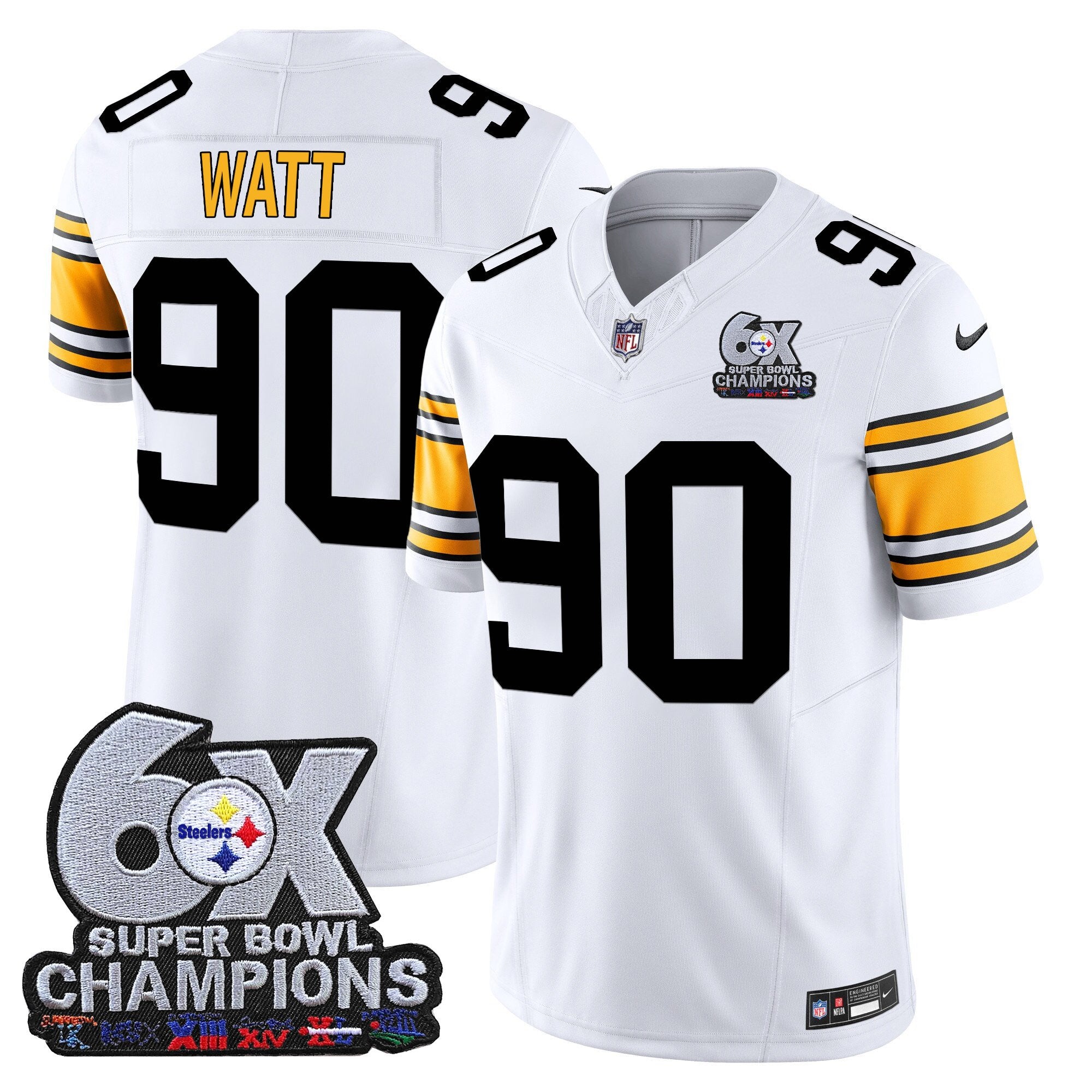 Men's Pittsburgh Steelers 6-Time Champions Patch Vapor Limited Jersey - All Stitched