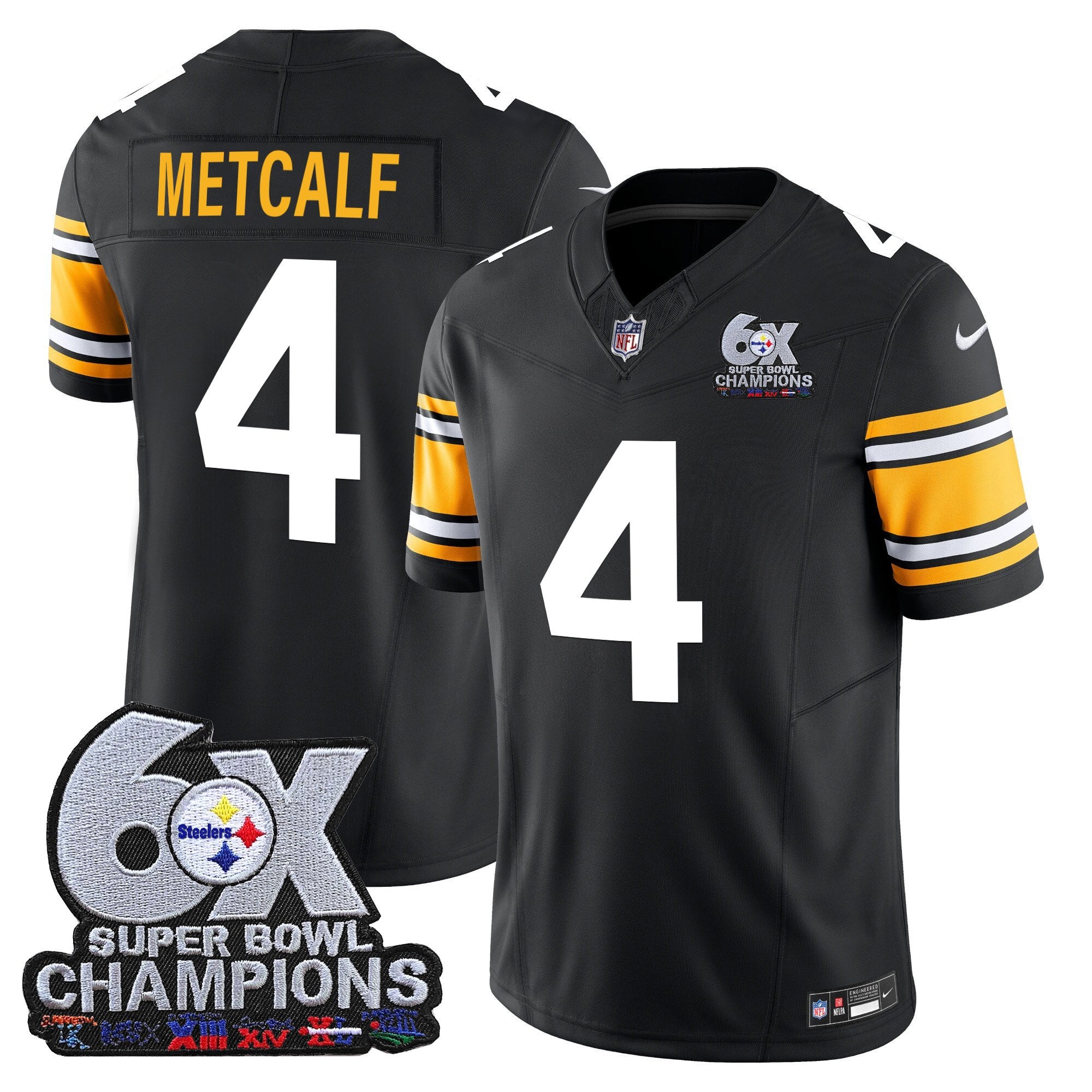 Men's Pittsburgh Steelers 6-Time Champions Patch Vapor Limited Jersey - All Stitched