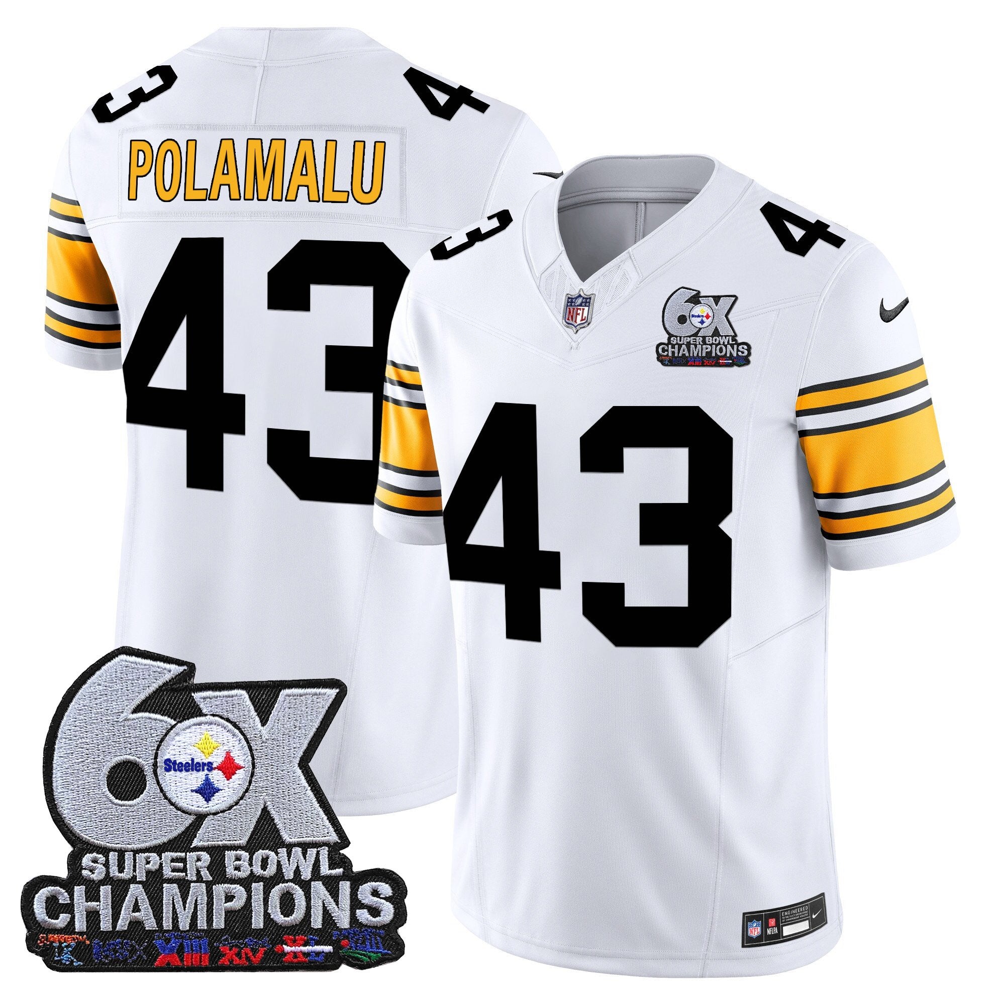 Men's Pittsburgh Steelers 6-Time Champions Patch Vapor Limited Jersey - All Stitched