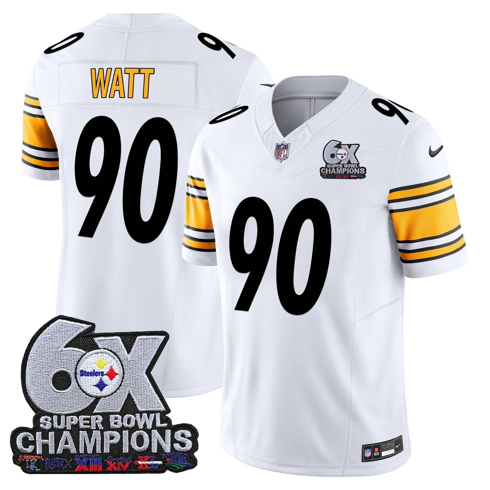 Men's Pittsburgh Steelers 6-Time Champions Patch Vapor Limited Jersey - All Stitched