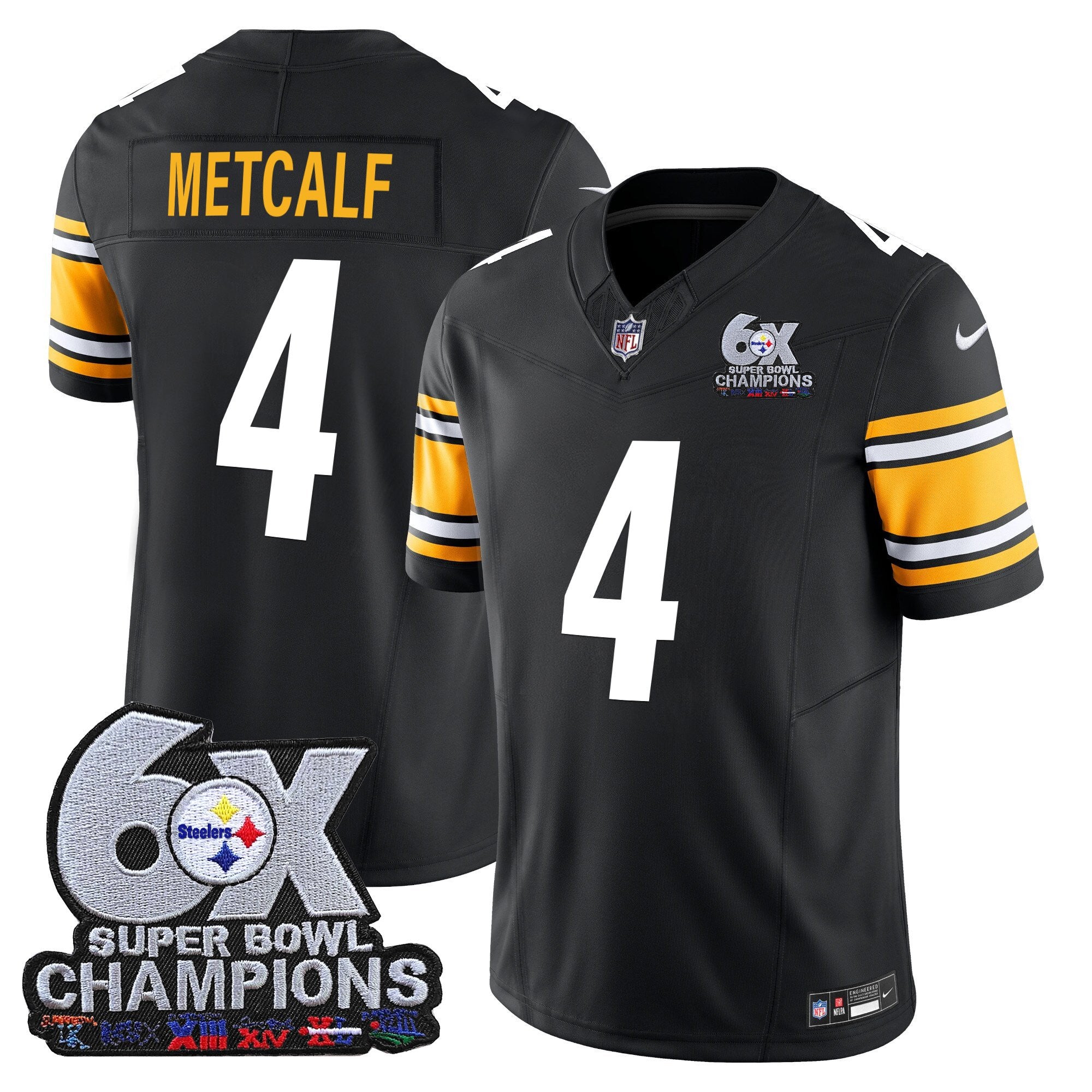 Men's Pittsburgh Steelers 6-Time Champions Patch Vapor Limited Jersey - All Stitched