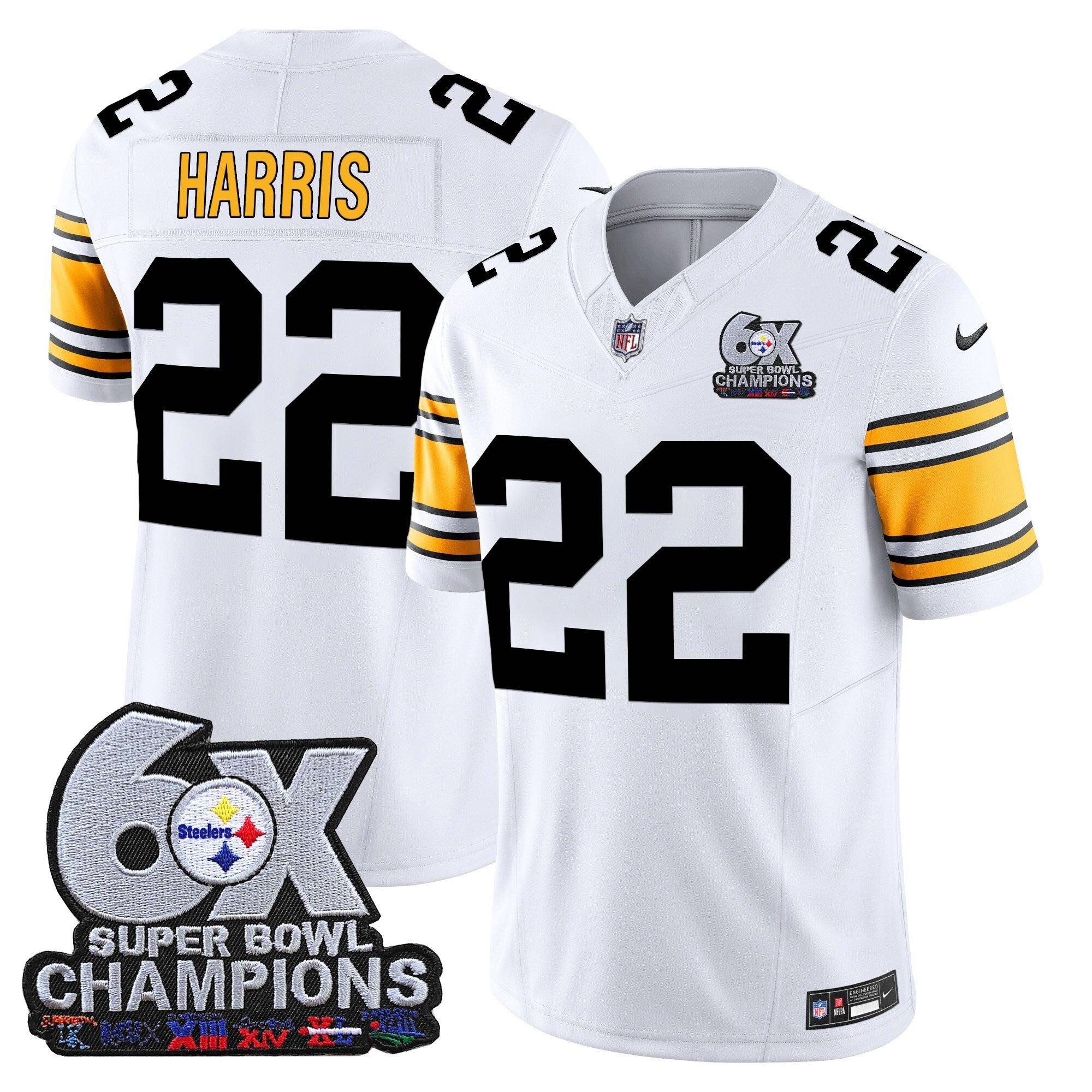 Men's Pittsburgh Steelers 6-Time Champions Patch Vapor Limited Jersey - All Stitched