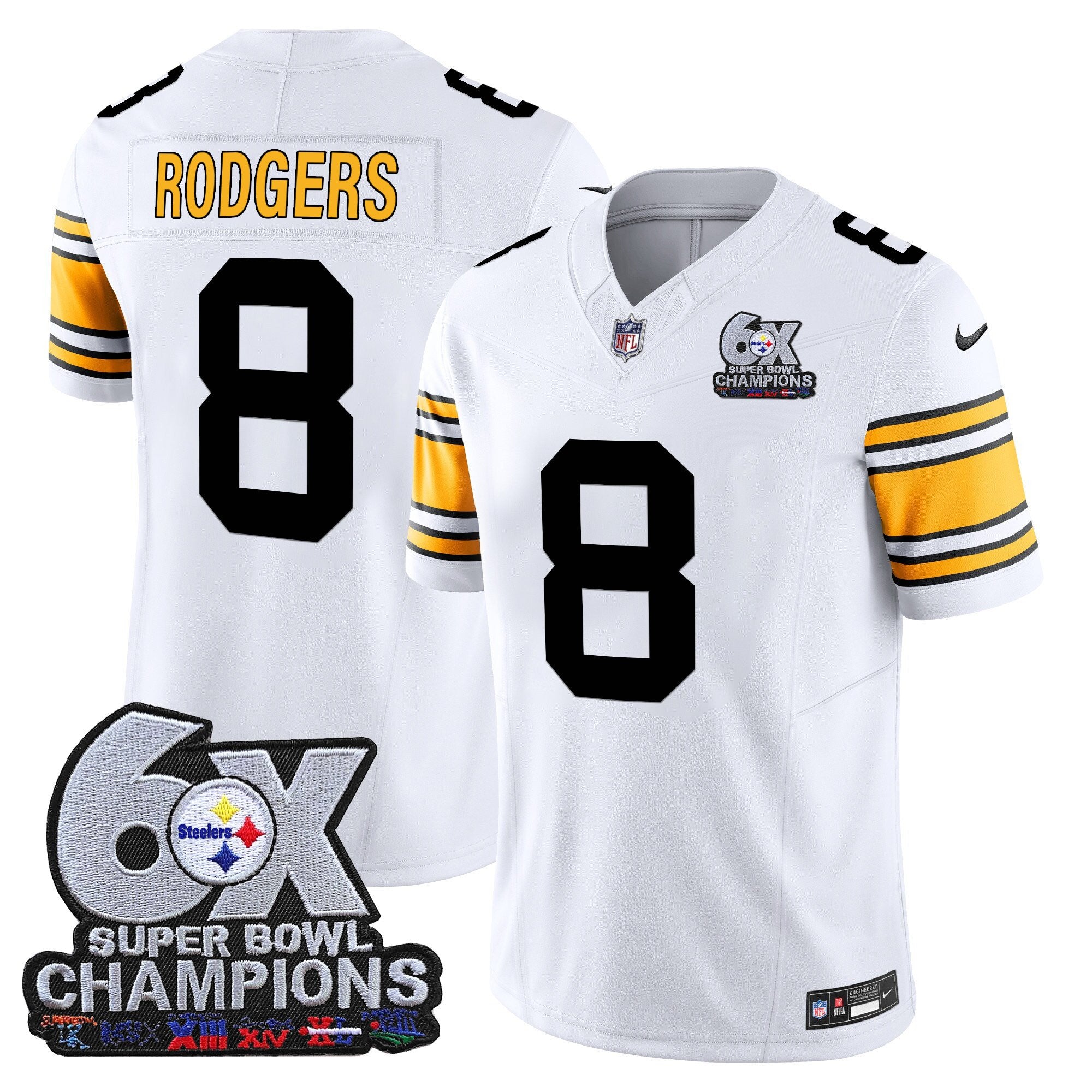 Men's Pittsburgh Steelers 6-Time Champions Patch Vapor Limited Jersey - All Stitched
