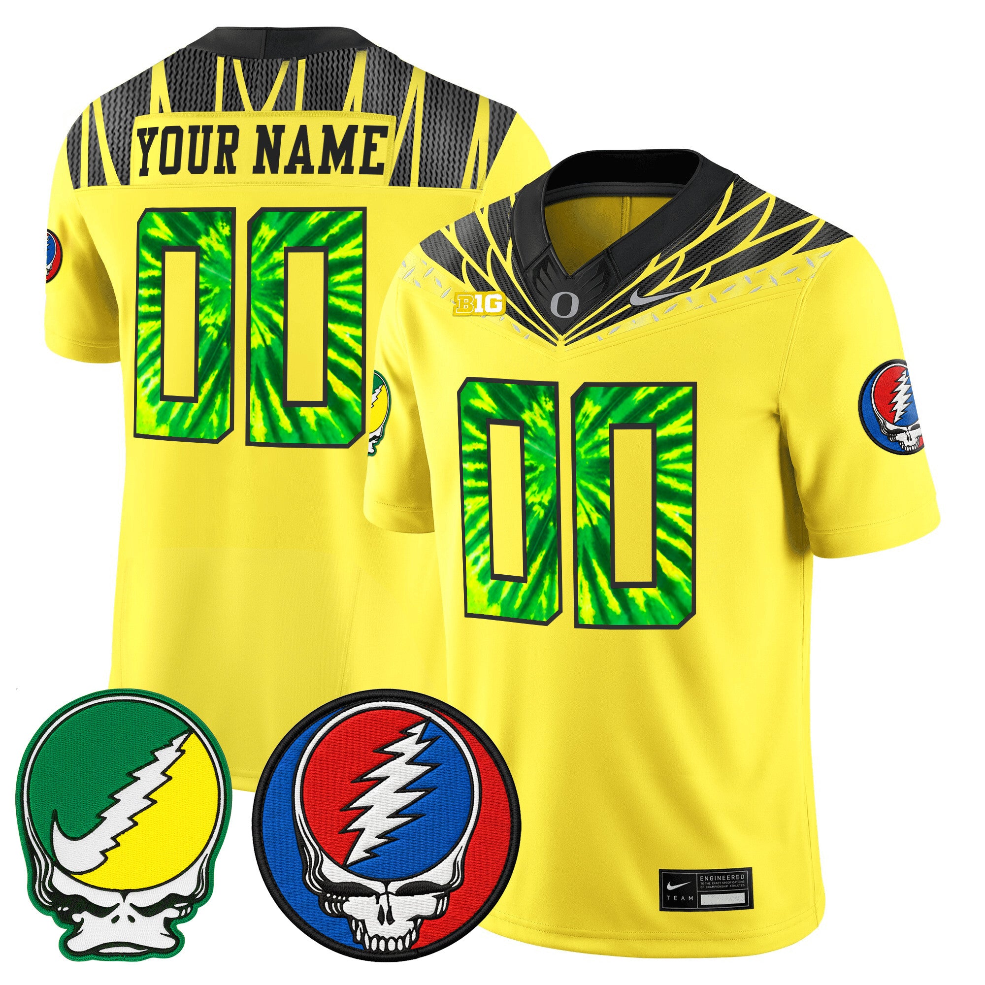 Oregon Ducks 2025 'Grateful Ducks x Grateful Dead' Vapor Limited Custom Jersey - All Stitched