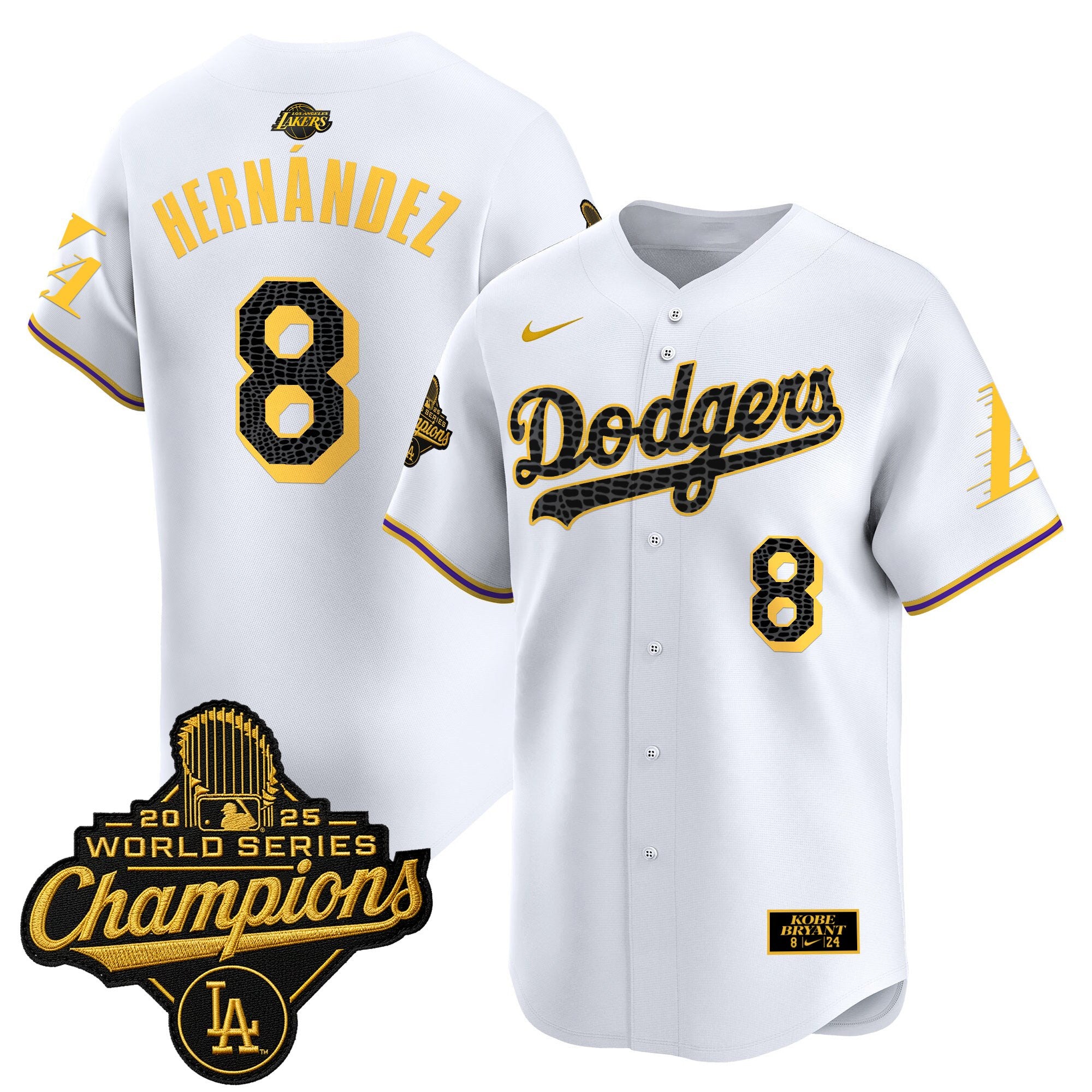 Men's Dodgers 2025 World Series Champions Mamba Vapor Premier Limited Jersey - All Stitched
