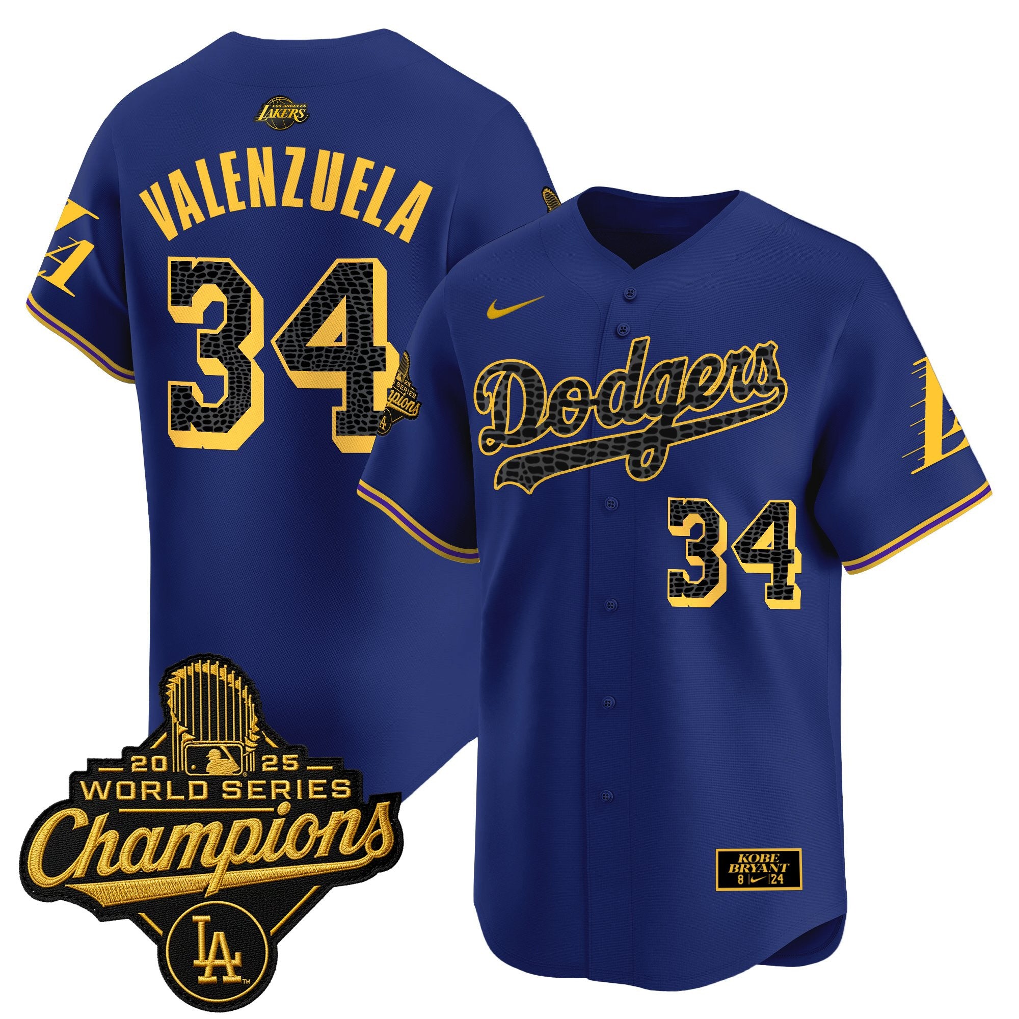Men's Dodgers 2025 World Series Champions Mamba Vapor Premier Limited Jersey - All Stitched