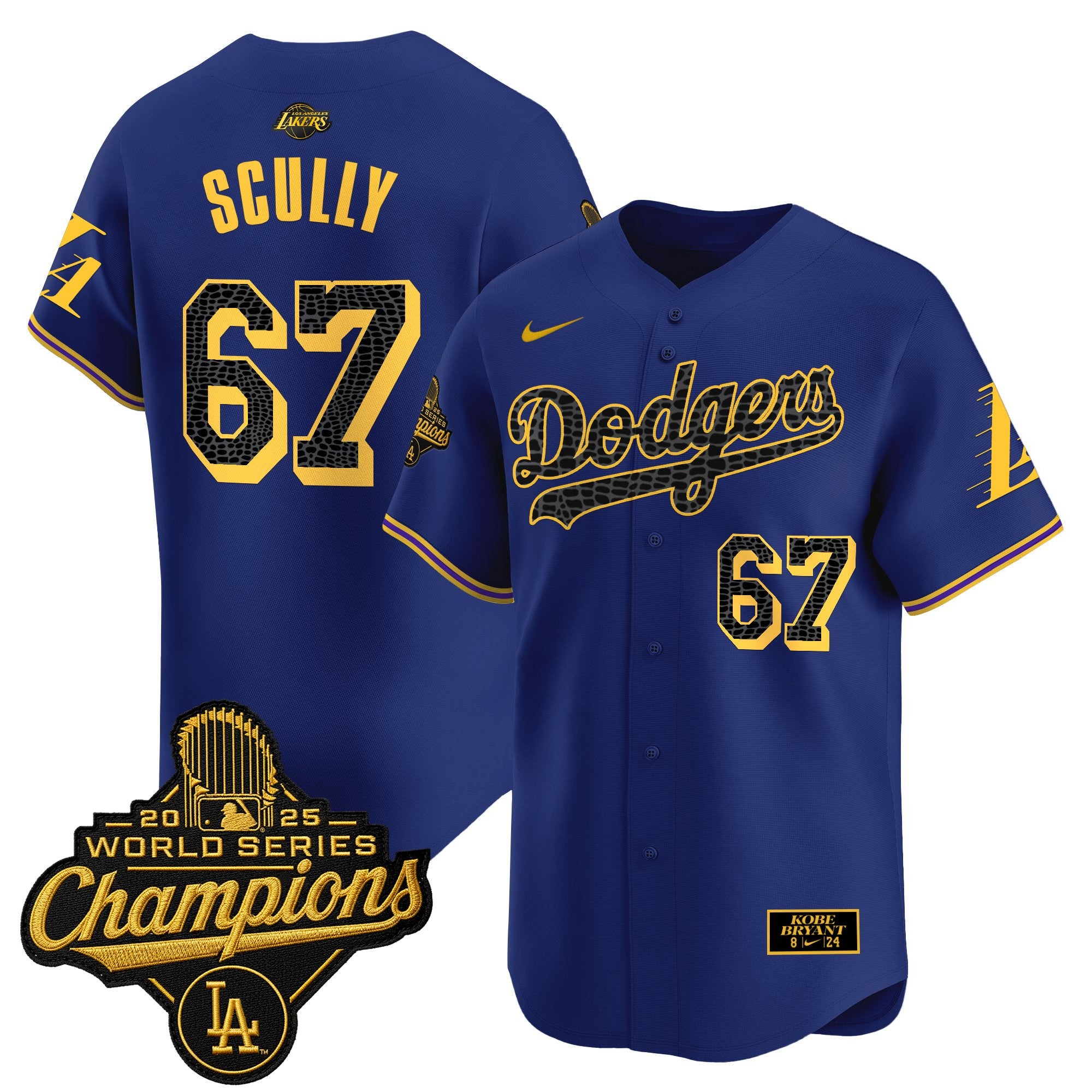 Men's Dodgers 2025 World Series Champions Mamba Vapor Premier Limited Jersey - All Stitched