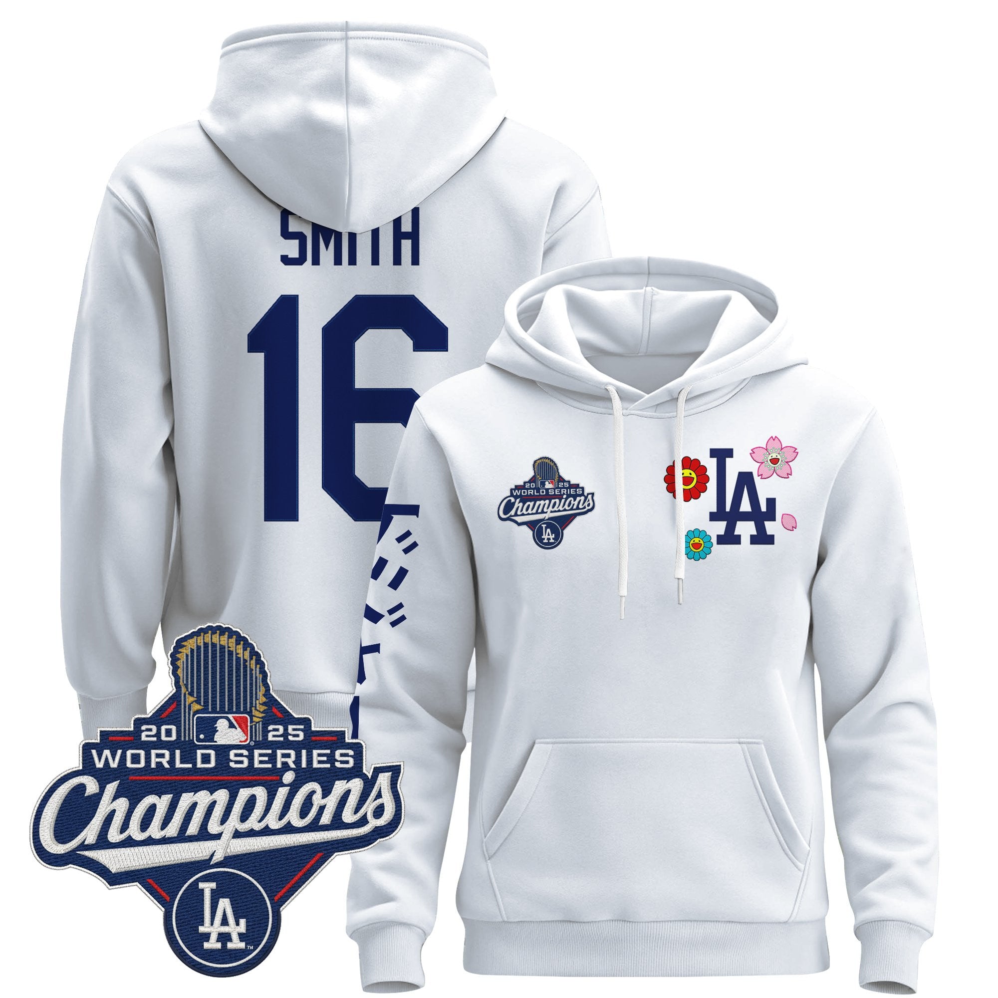 Men's Los Angeles Dodgers x Takashi Murakami Pullover Hoodie - 2025 World Series Champions Patch - Stitched