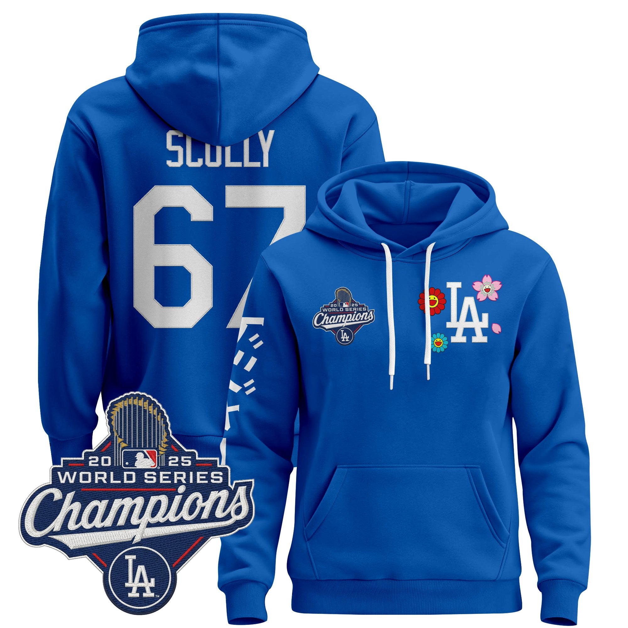 Men's Los Angeles Dodgers x Takashi Murakami Pullover Hoodie - 2025 World Series Champions Patch - Stitched
