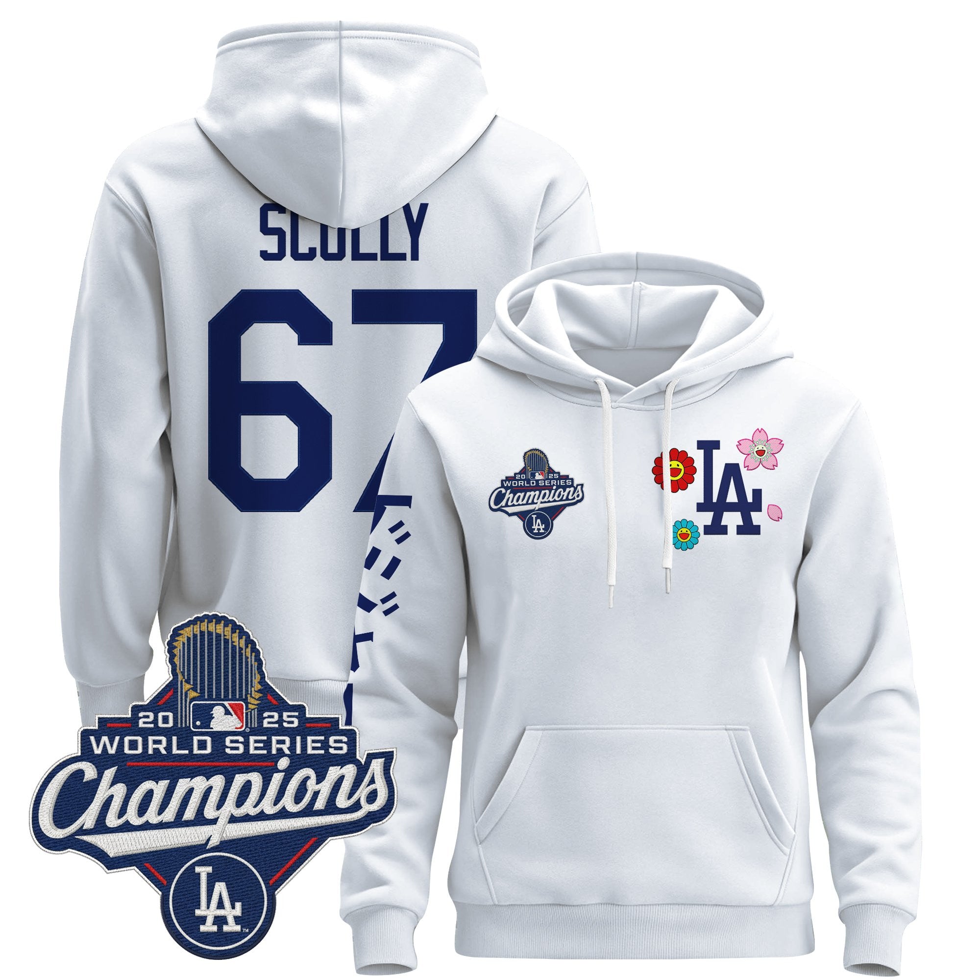Men's Los Angeles Dodgers x Takashi Murakami Pullover Hoodie - 2025 World Series Champions Patch - Stitched