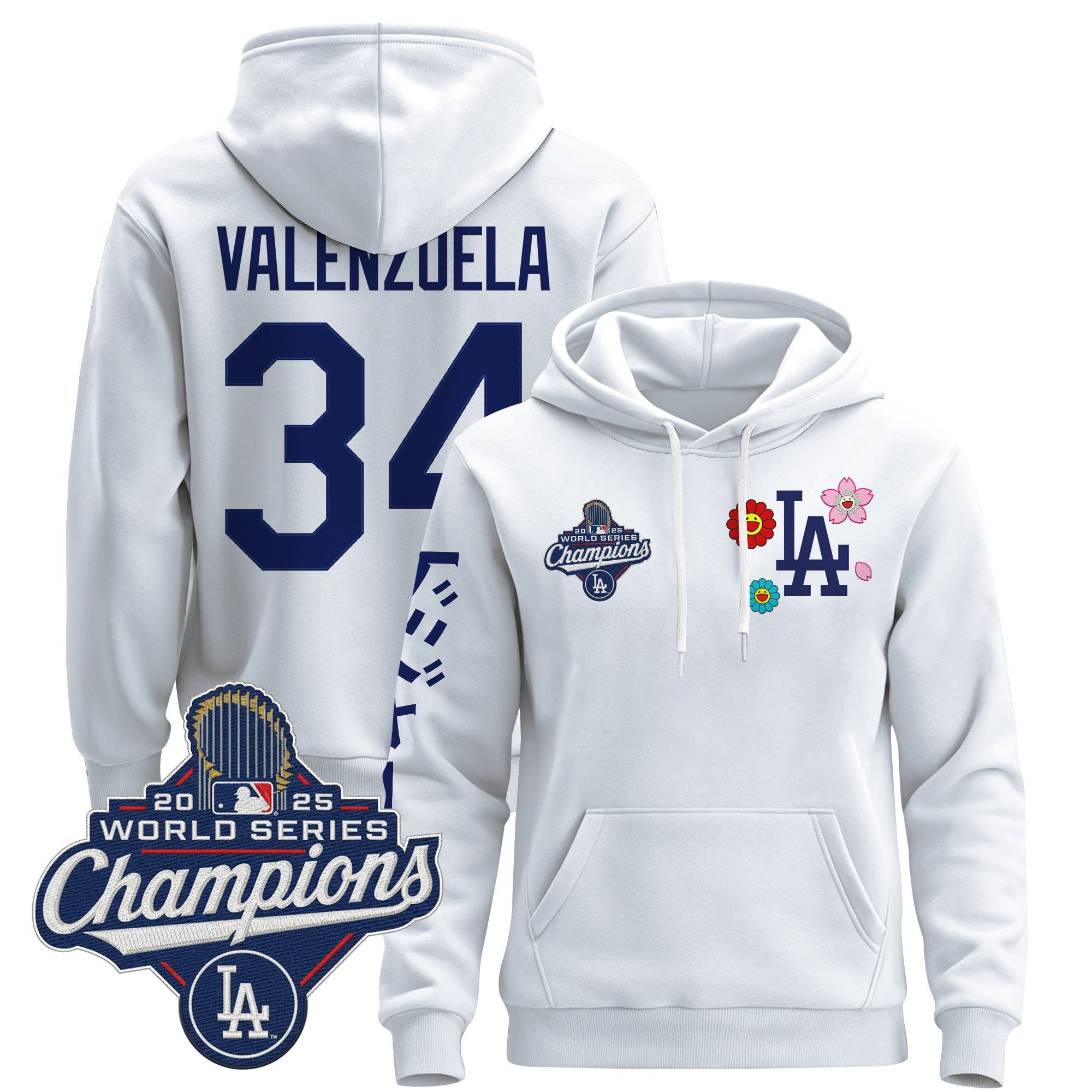 Men's Los Angeles Dodgers x Takashi Murakami Pullover Hoodie - 2025 World Series Champions Patch - Stitched
