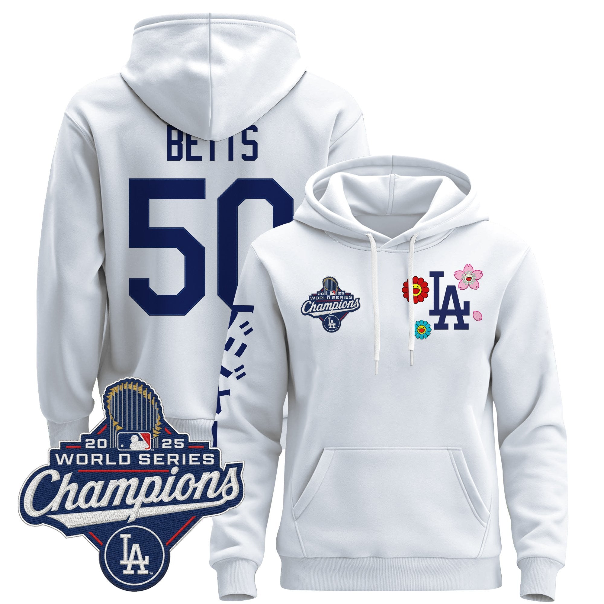 Men's Los Angeles Dodgers x Takashi Murakami Pullover Hoodie - 2025 World Series Champions Patch - Stitched