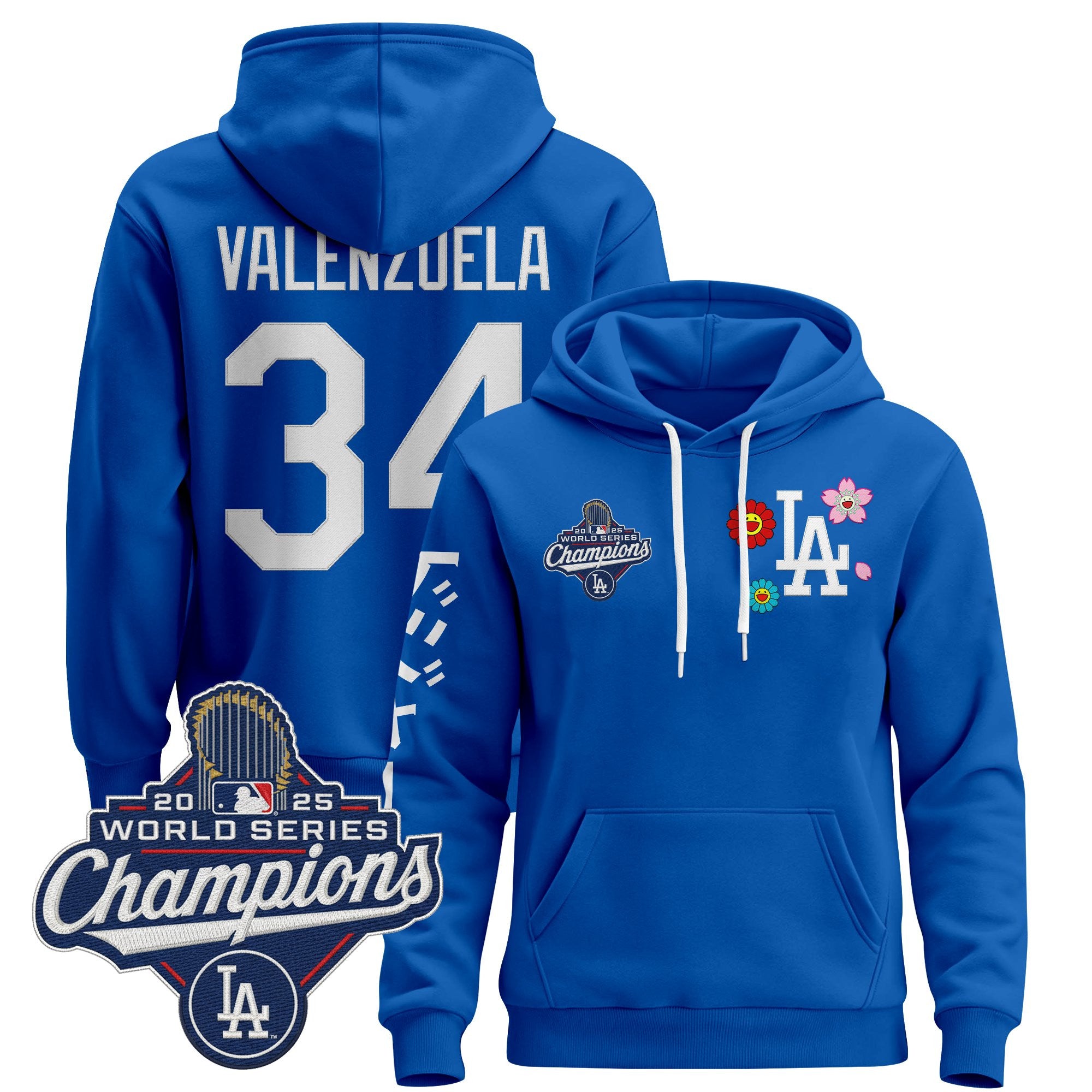 Men's Los Angeles Dodgers x Takashi Murakami Pullover Hoodie - 2025 World Series Champions Patch - Stitched