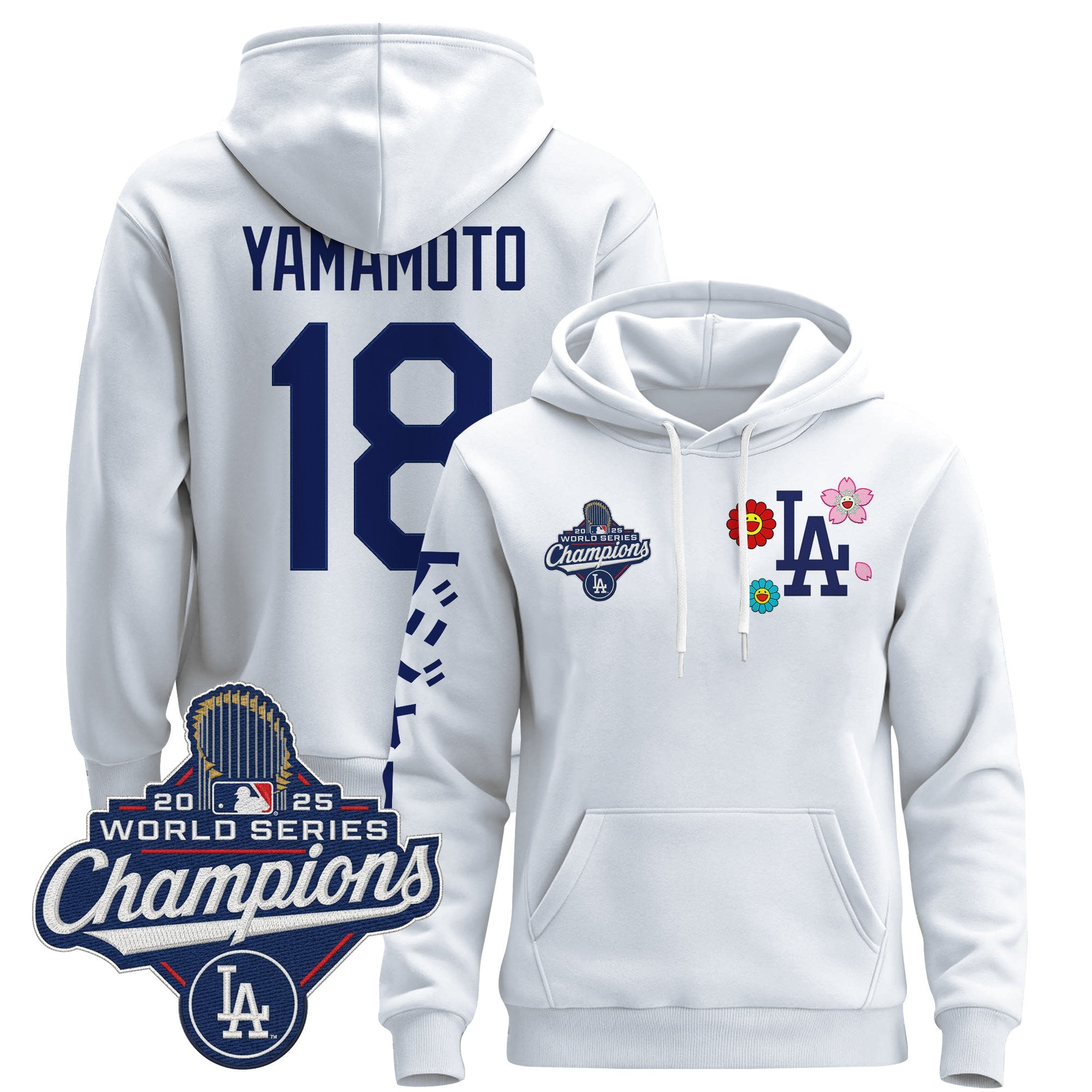 Men's Los Angeles Dodgers x Takashi Murakami Pullover Hoodie - 2025 World Series Champions Patch - Stitched
