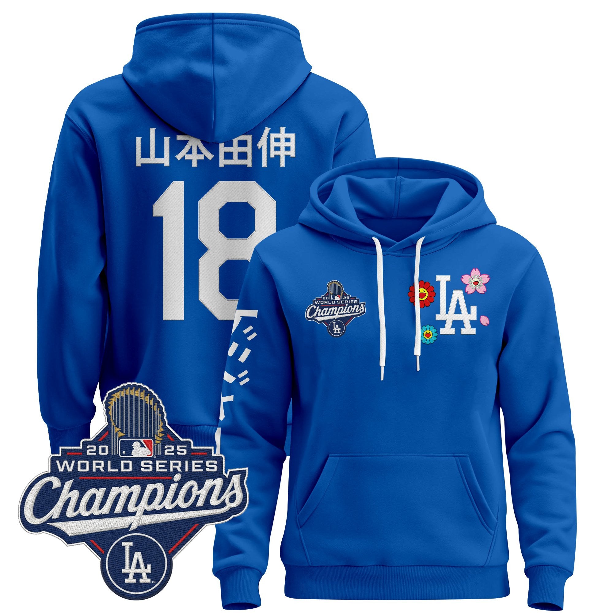 Men's Los Angeles Dodgers x Takashi Murakami Pullover Hoodie - 2025 World Series Champions Patch - Stitched