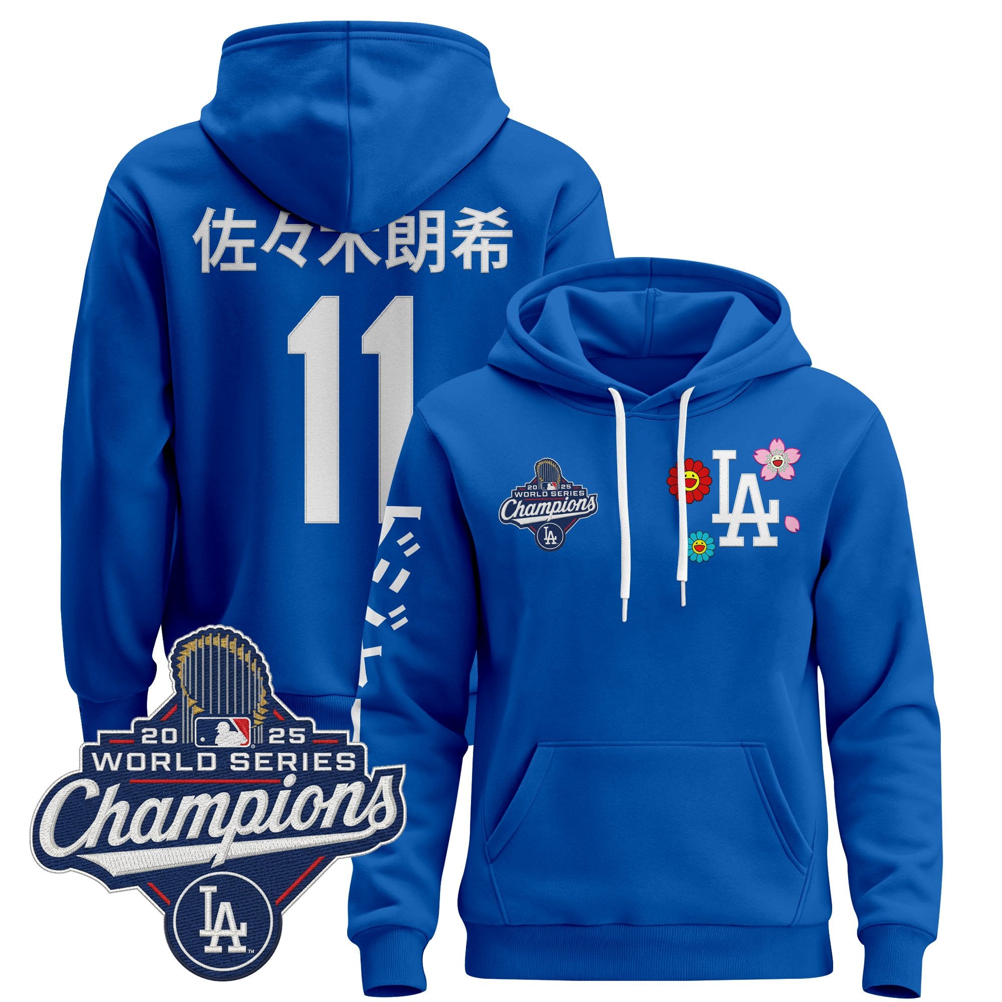Men's Los Angeles Dodgers x Takashi Murakami Pullover Hoodie - 2025 World Series Champions Patch - Stitched