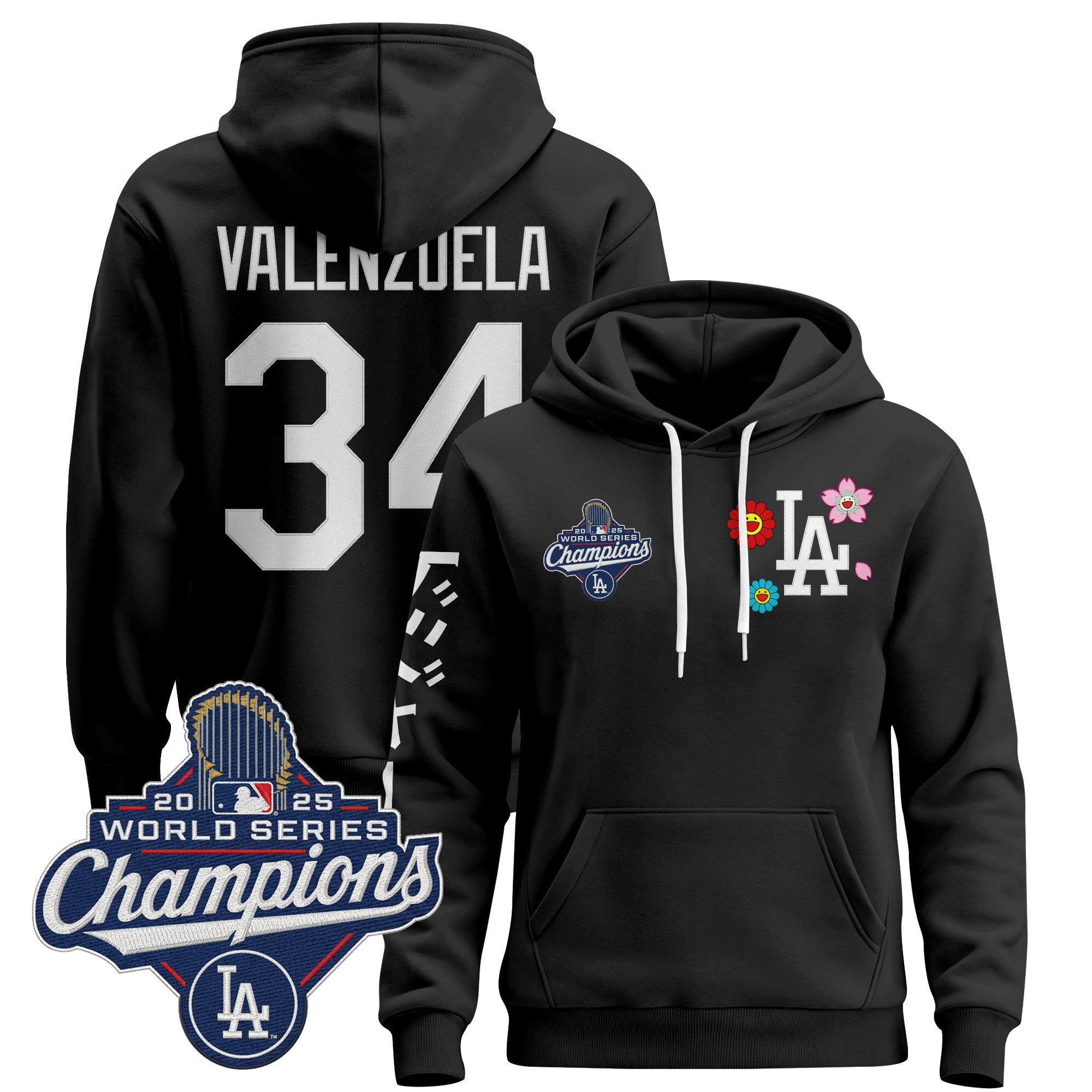 Men's Los Angeles Dodgers x Takashi Murakami Pullover Hoodie - 2025 World Series Champions Patch - Stitched