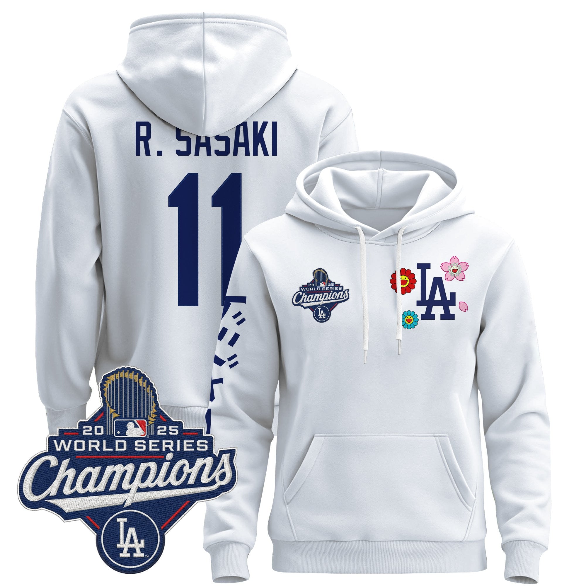 Men's Los Angeles Dodgers x Takashi Murakami Pullover Hoodie - 2025 World Series Champions Patch - Stitched
