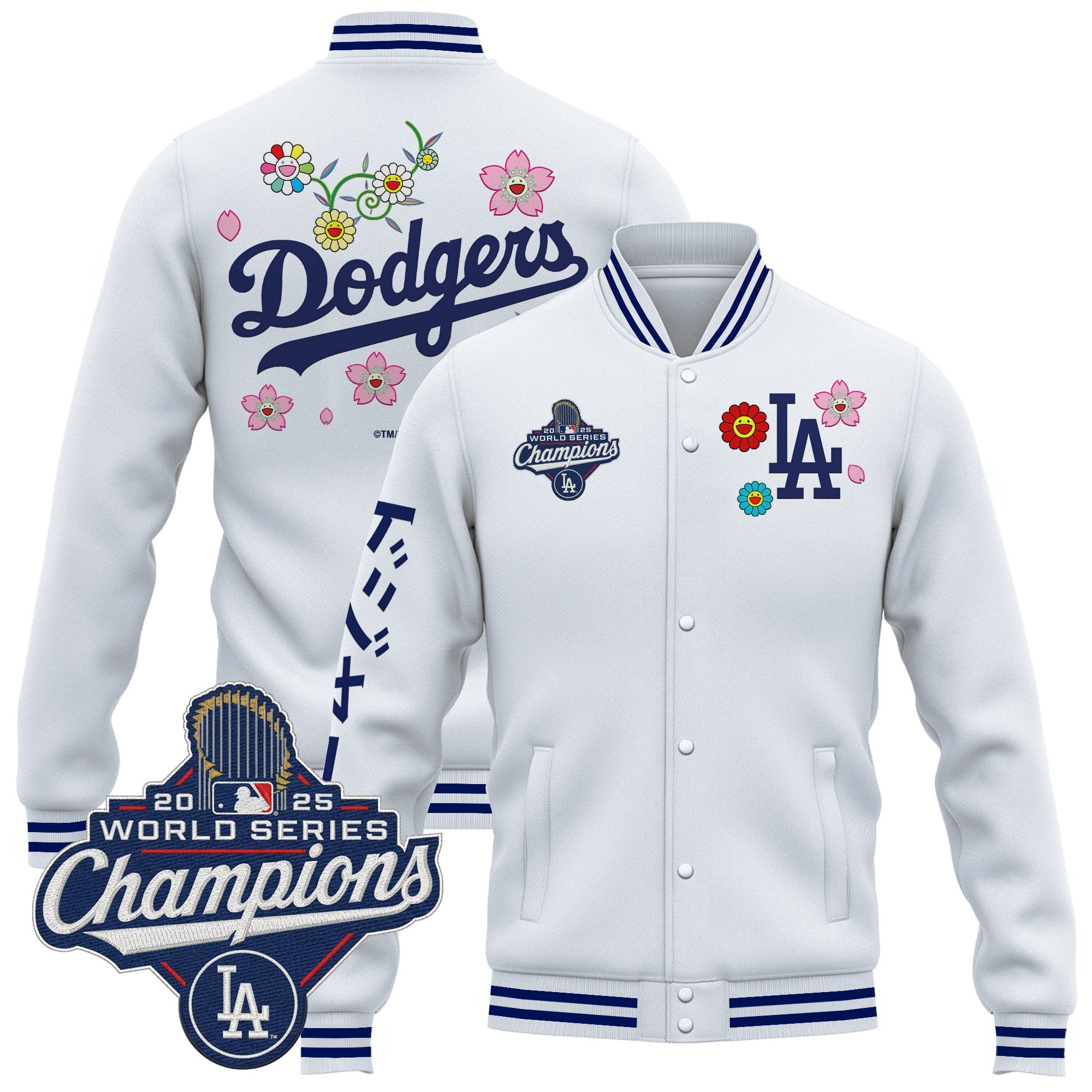 Men's Los Angeles Dodgers x Takashi Murakami Jacket - 2025 World Series Champions Patch - Printed