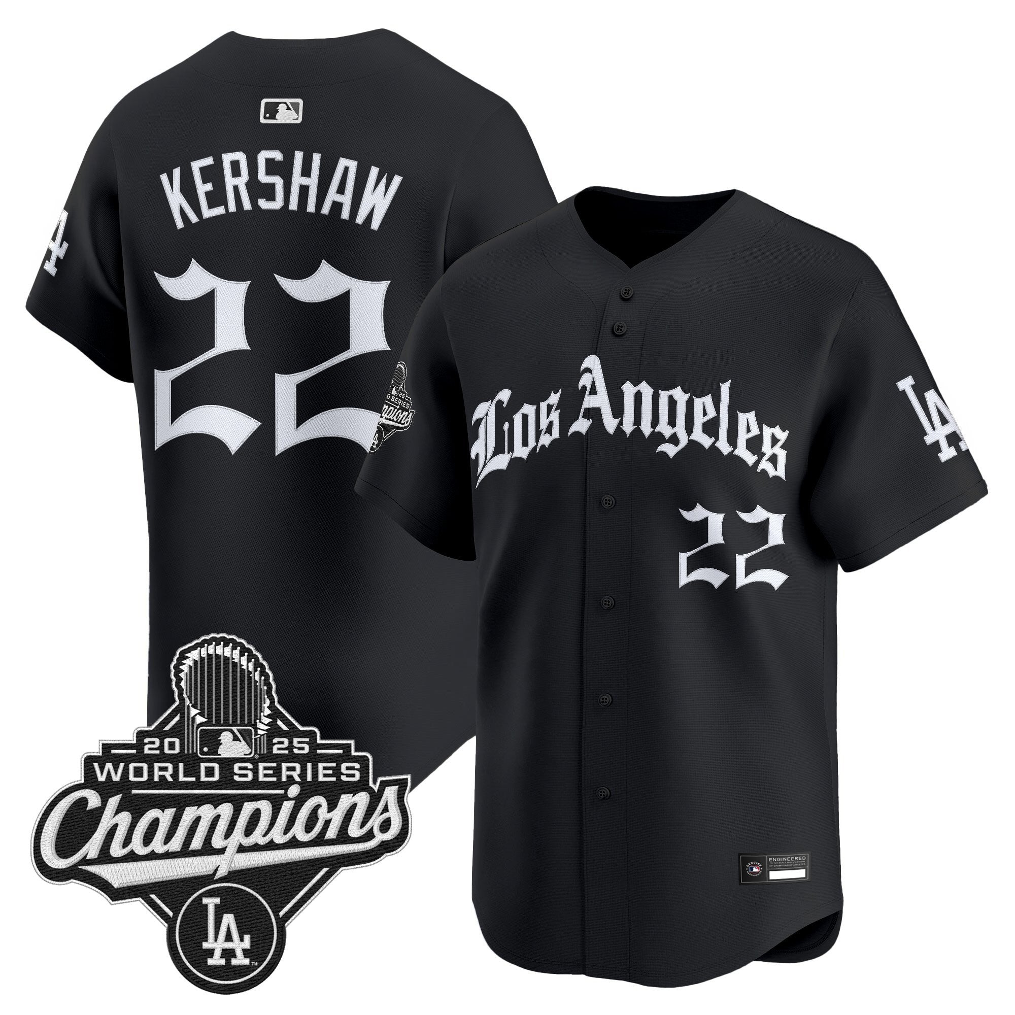 Men's Dodgers 2025 World Series Champions Vapor Premier Limited Jersey V2 - LA Gothic Edition - All Stitched