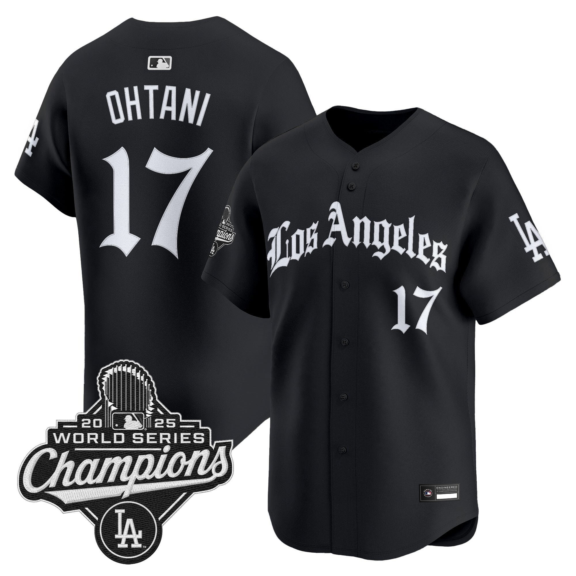 Men's Dodgers 2025 World Series Champions Vapor Premier Limited Jersey V2 - LA Gothic Edition - All Stitched