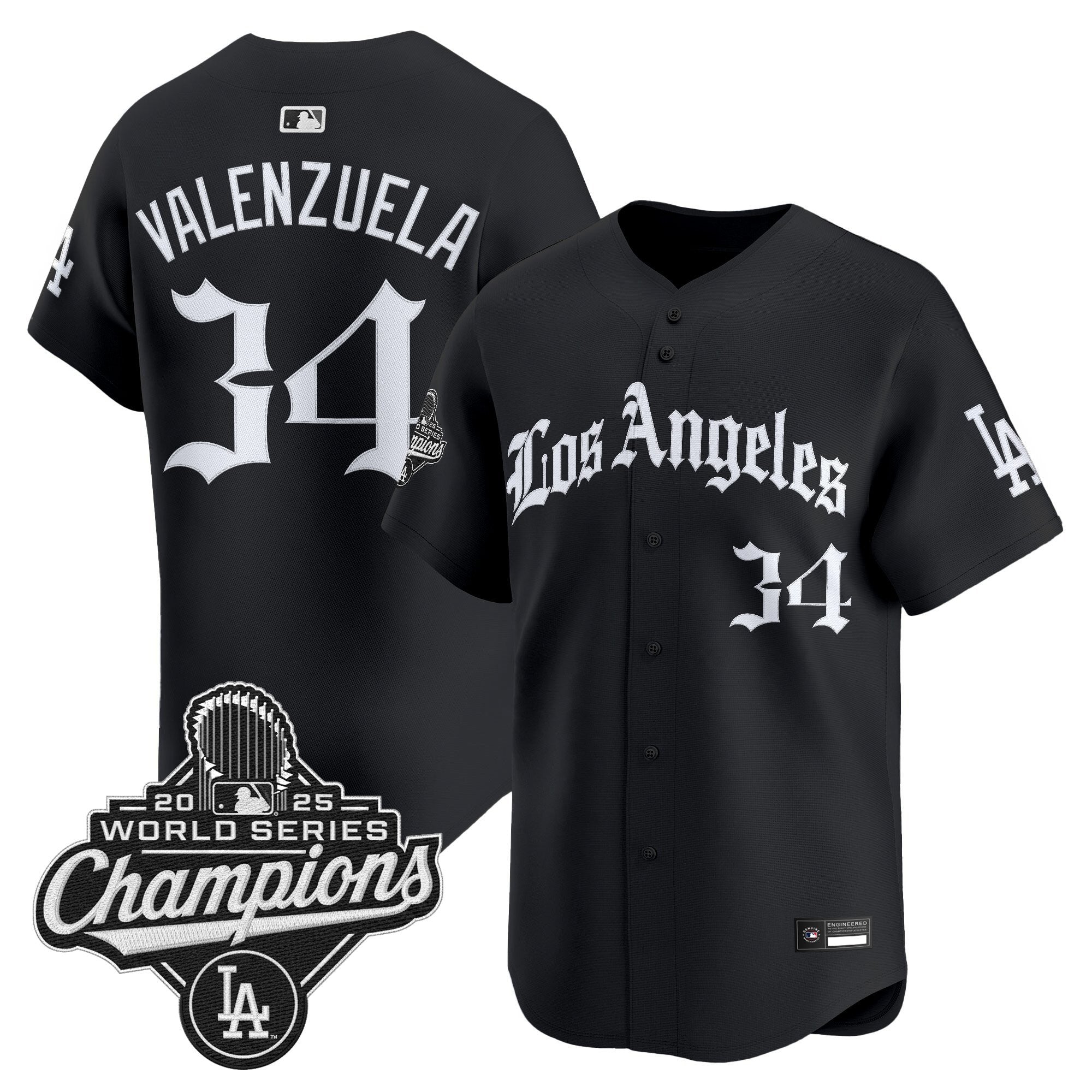 Men's Dodgers 2025 World Series Champions Vapor Premier Limited Jersey V2 - LA Gothic Edition - All Stitched