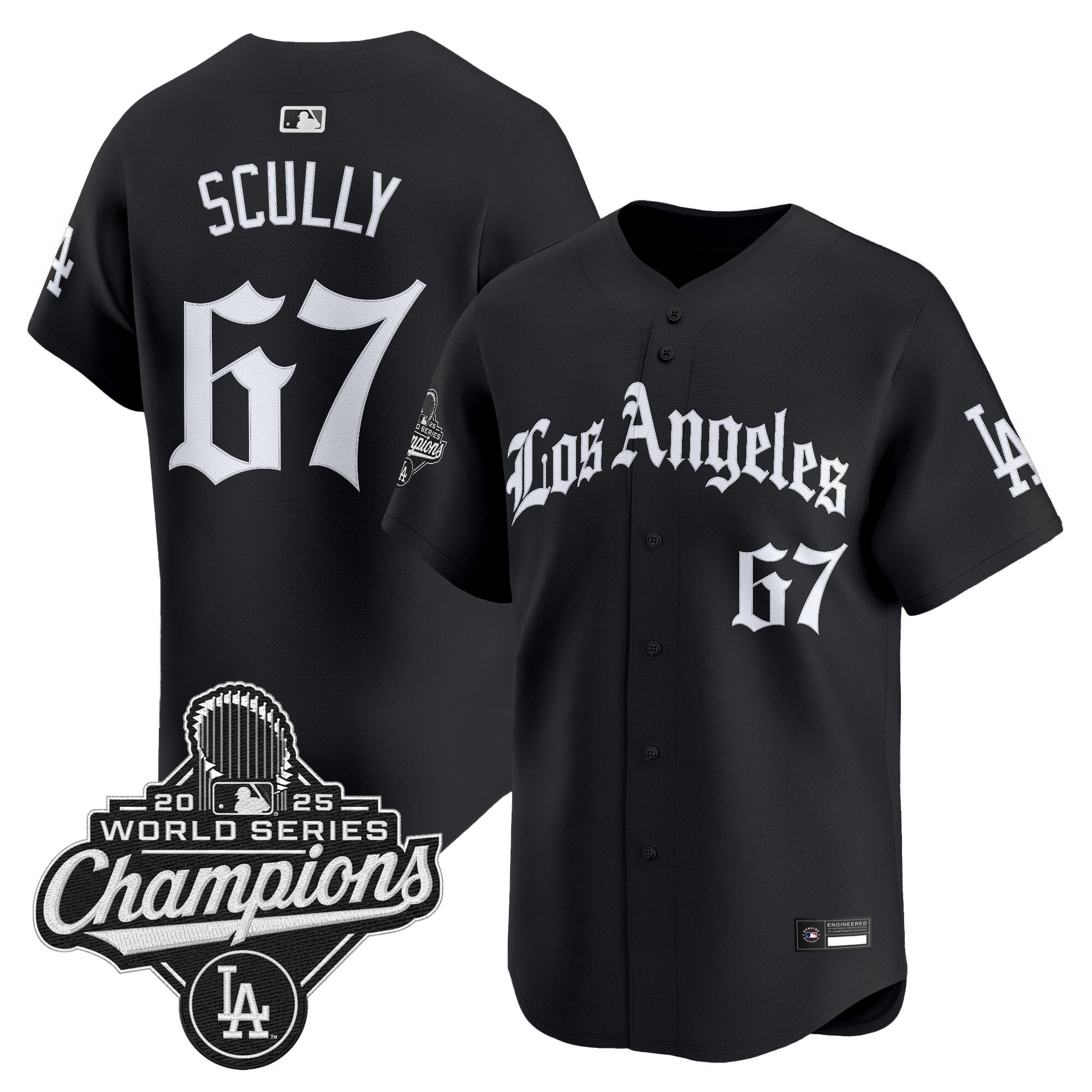 Men's Dodgers 2025 World Series Champions Vapor Premier Limited Jersey V2 - LA Gothic Edition - All Stitched